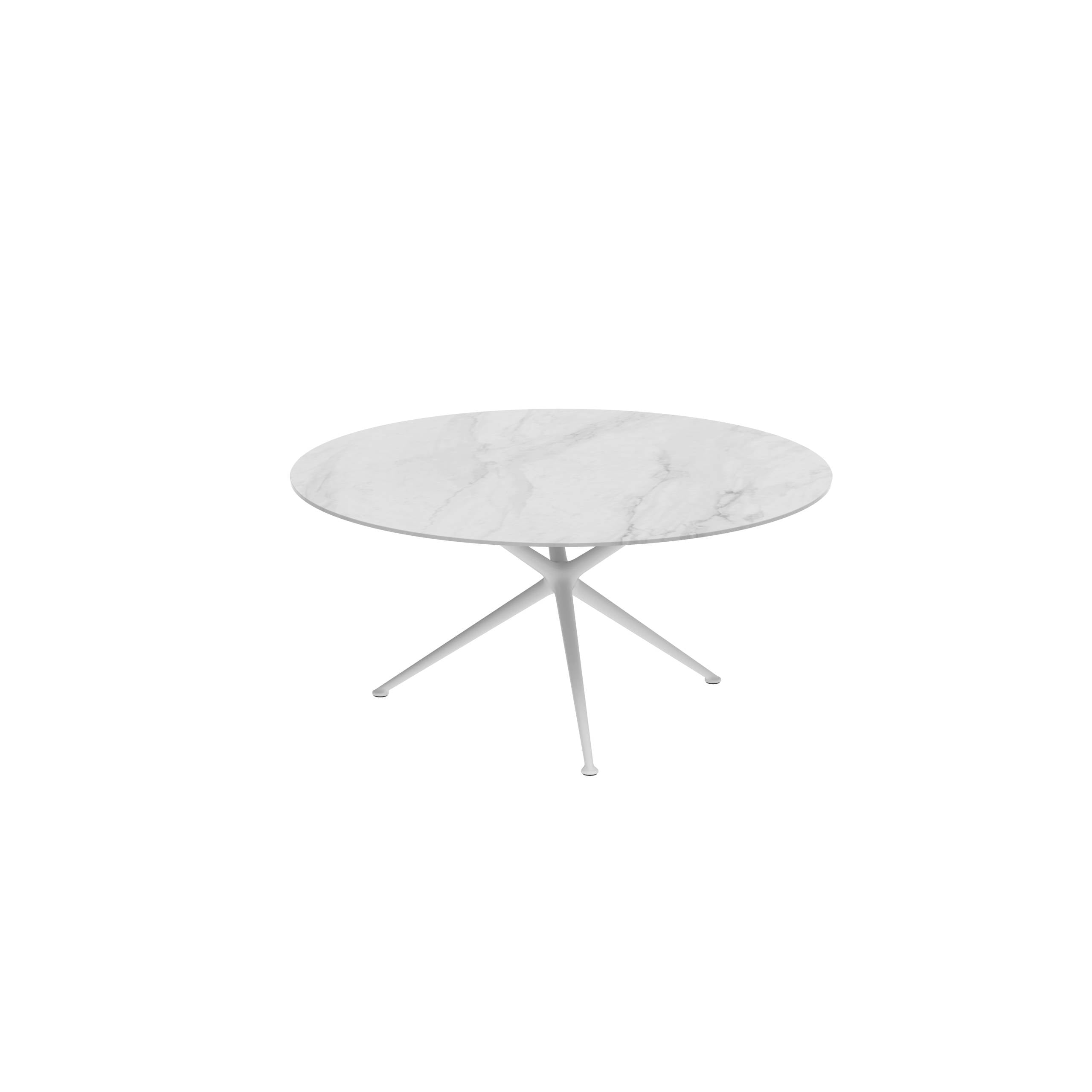 Exes Table Round Ø160 Cm Alu Legs White - Table Top Ceramic Bianco Statuario