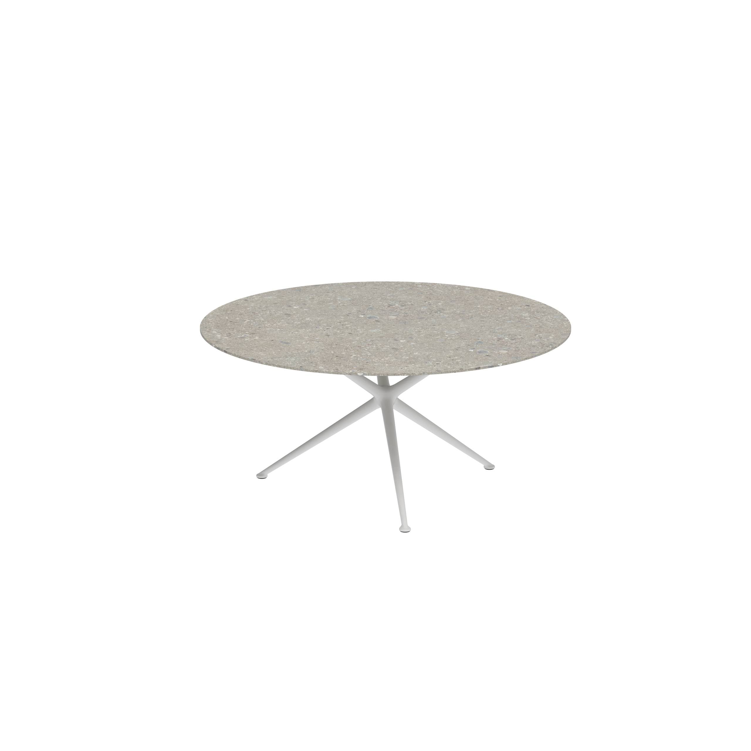 Exes Table Round Ø160 Cm Alu Legs White - Table Top Ceramic Ceppo Dolomitica
