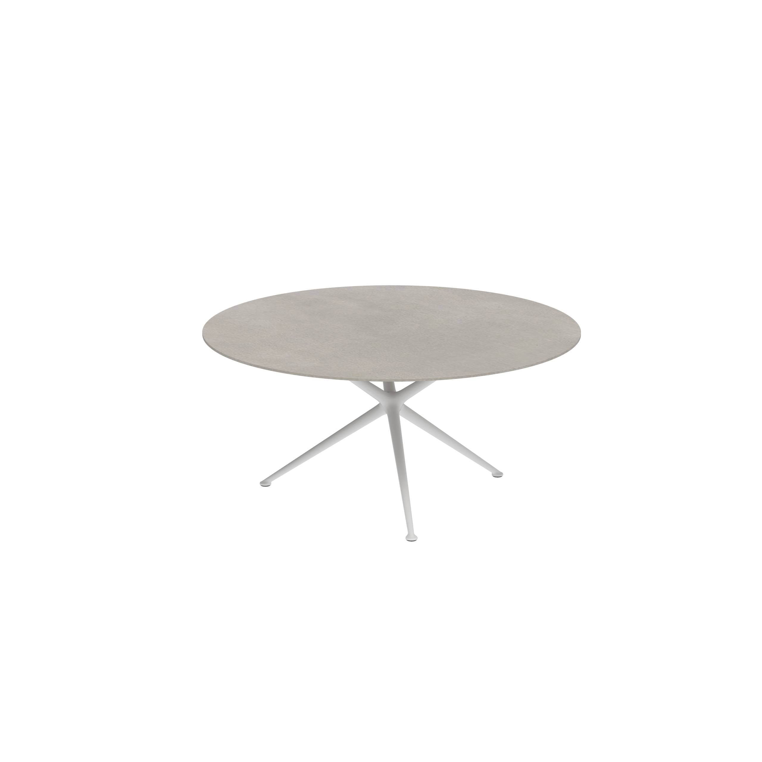 Exes Table Round Ø160 Cm Alu Legs White - Table Top Ceramic Cemento Luminoso