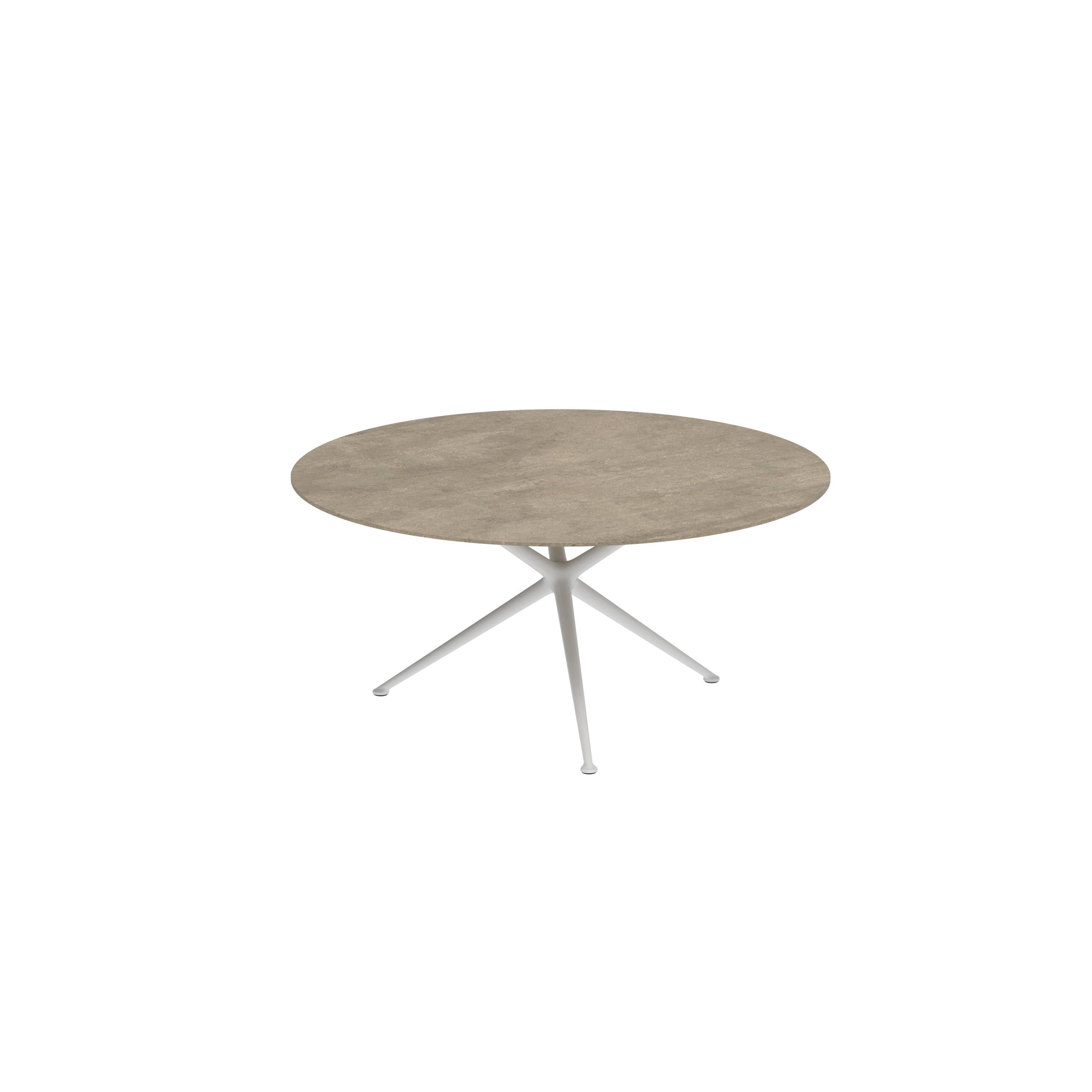 Exes Table Round Ø160 Cm Alu Legs White - Table Top Ceramic Terra Sabbia