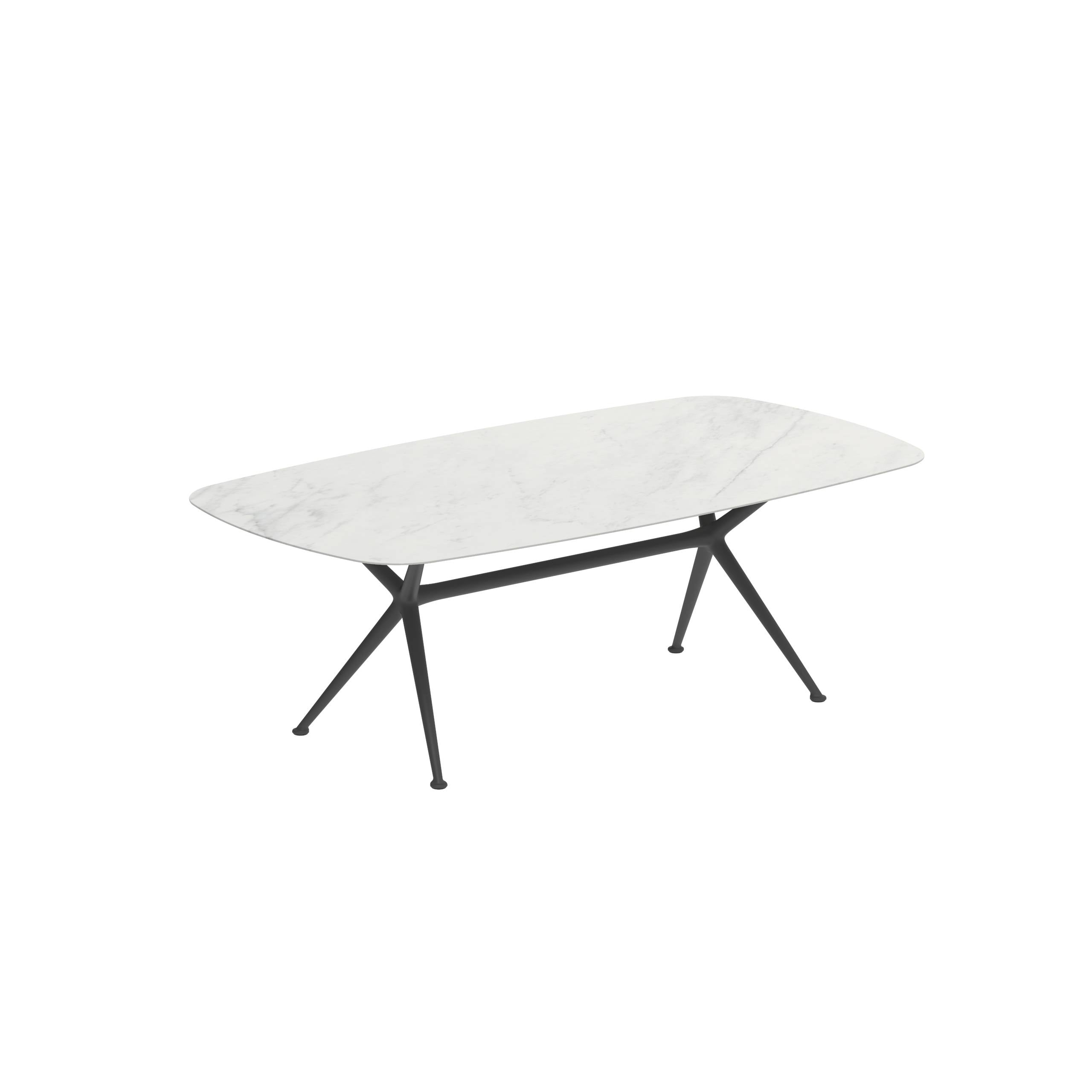 Exes Table 220x120cm Alu Legs Anthracite - Table Top Ceramic Bianco Statuario
