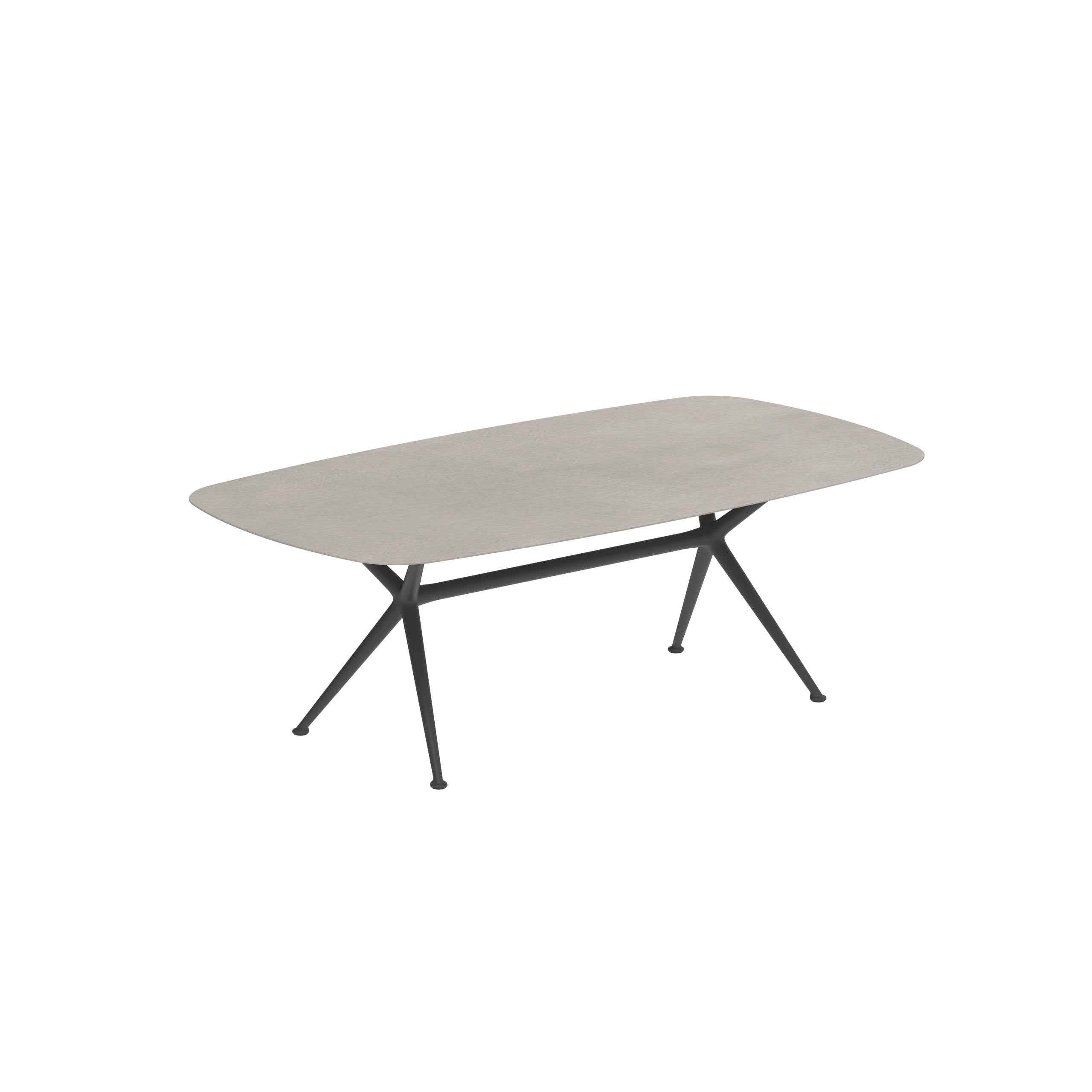 Exes Table 220x120cm Alu Legs Anthracite - Table Top Ceramic Cemento Luminoso