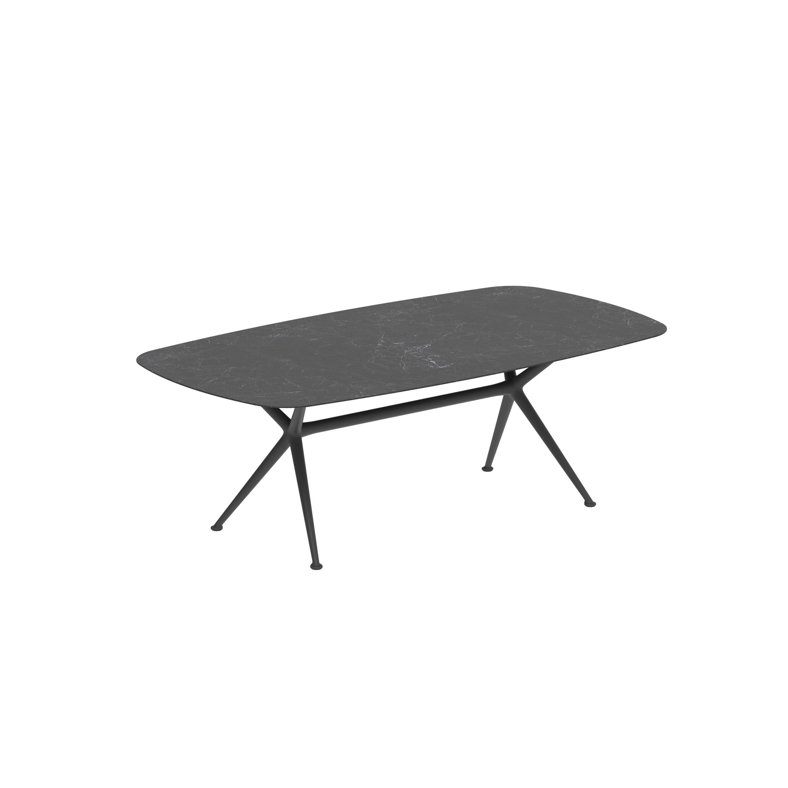 Exes Table 220x120cm Alu Legs Anthracite - Table Top Ceramic Nero Marquina