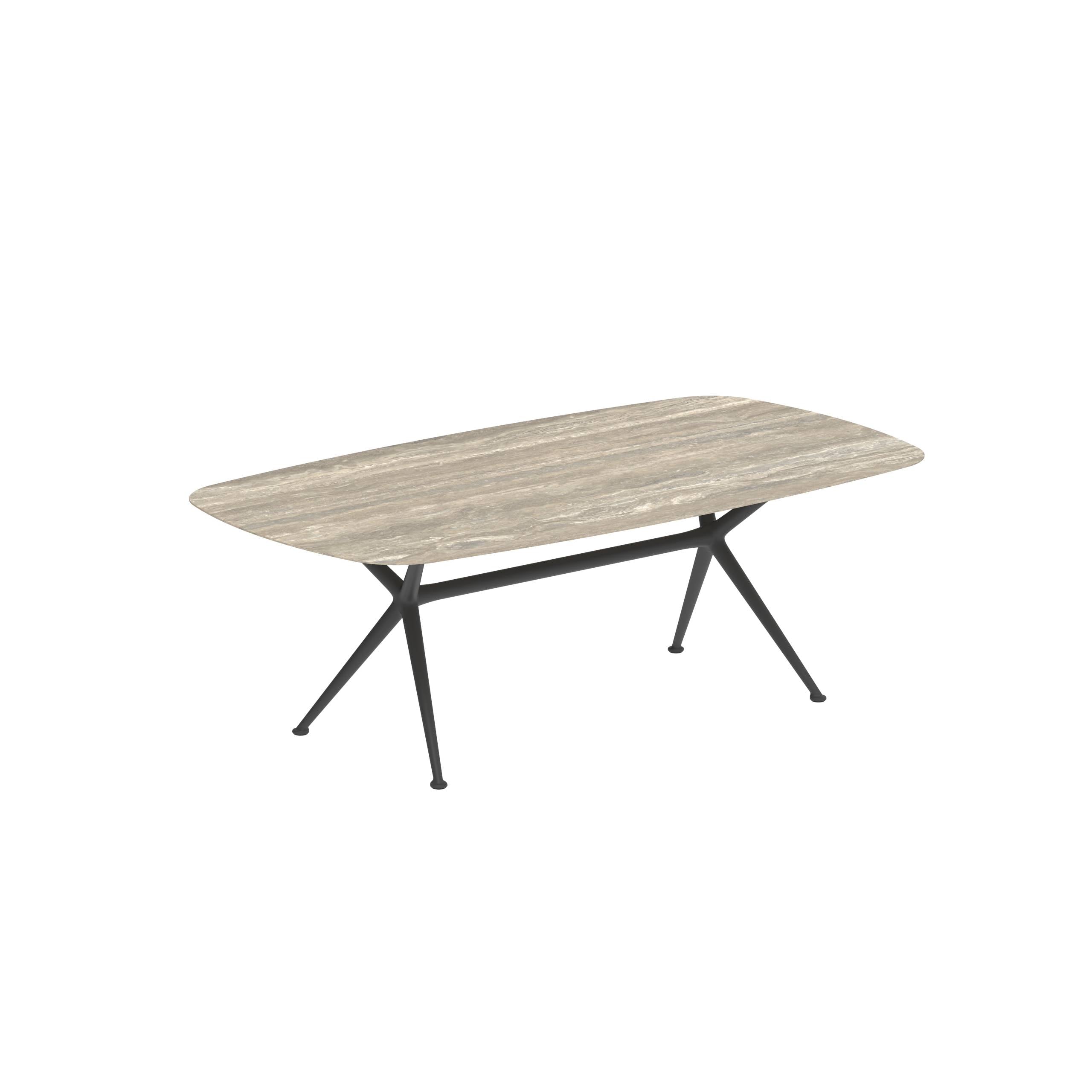 Exes Table 220x120cm Alu Legs Anthracite - Table Top Ceramic Travertino