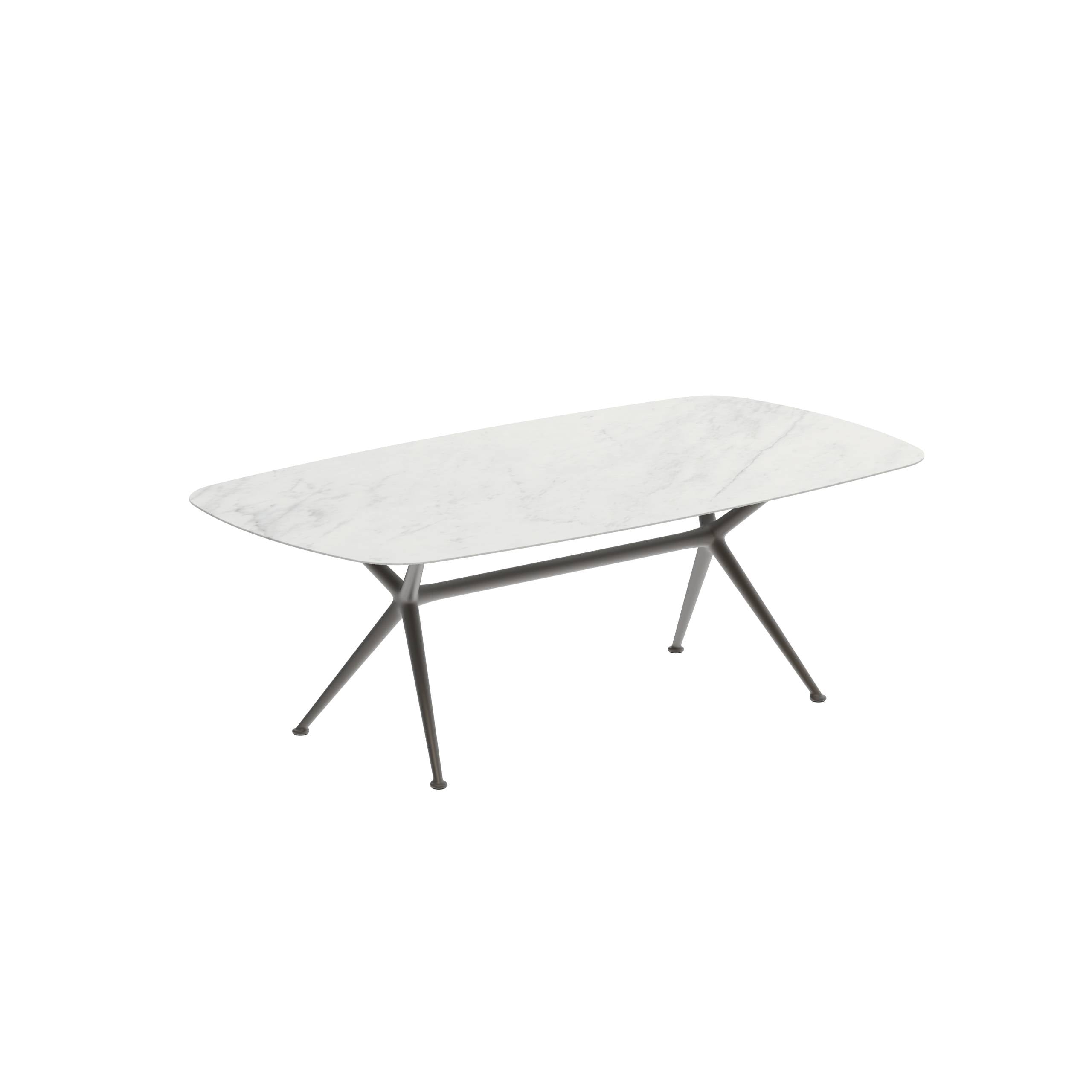 Exes Table 220x120cm Alu Legs Bronze - Table Top Ceramic Bianco Statuario
