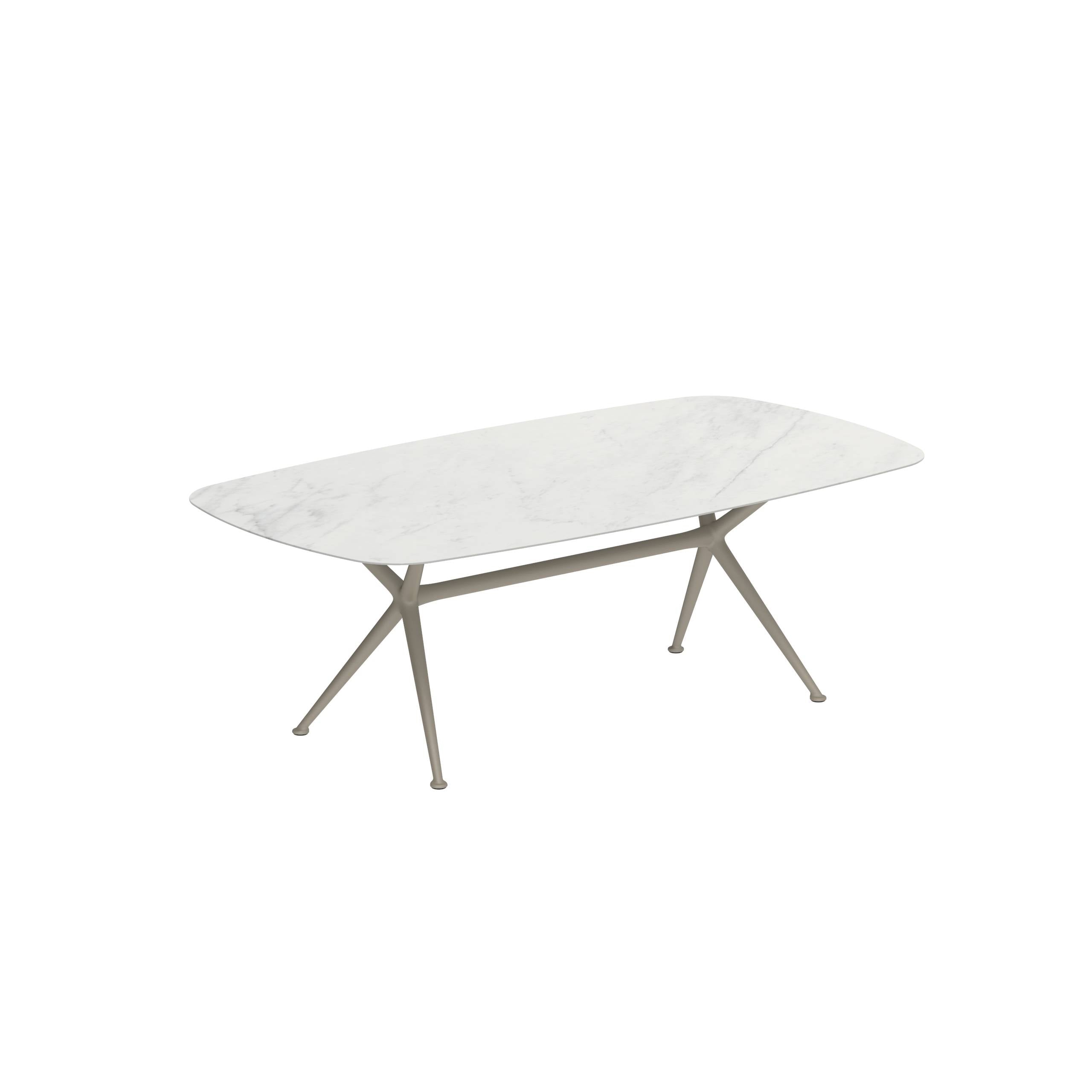 Exes Table 220x120cm Alu Legs Sand - Table Top Ceramic Bianco Statuario