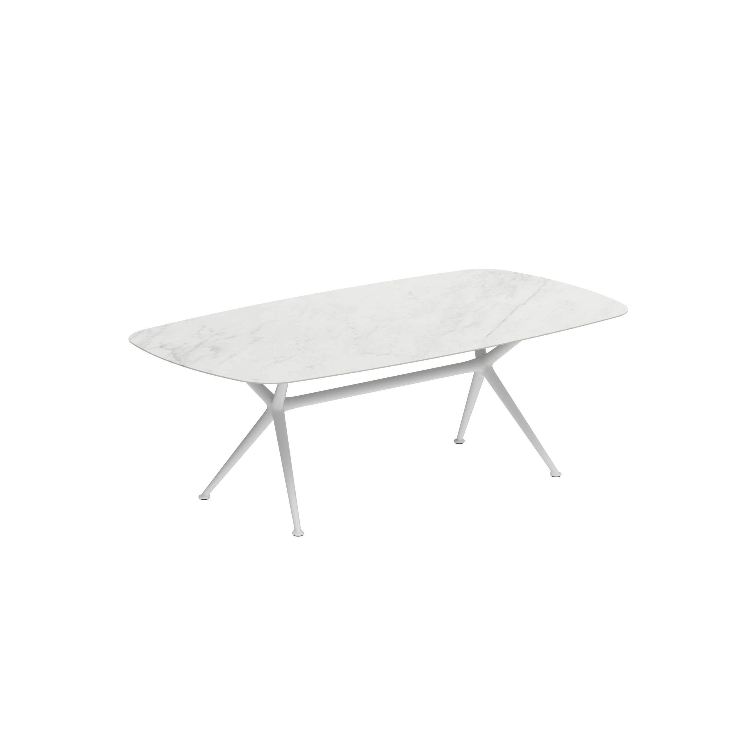 Exes Table 220x120cm Alu Legs White - Table Top Ceramic Bianco Statuario