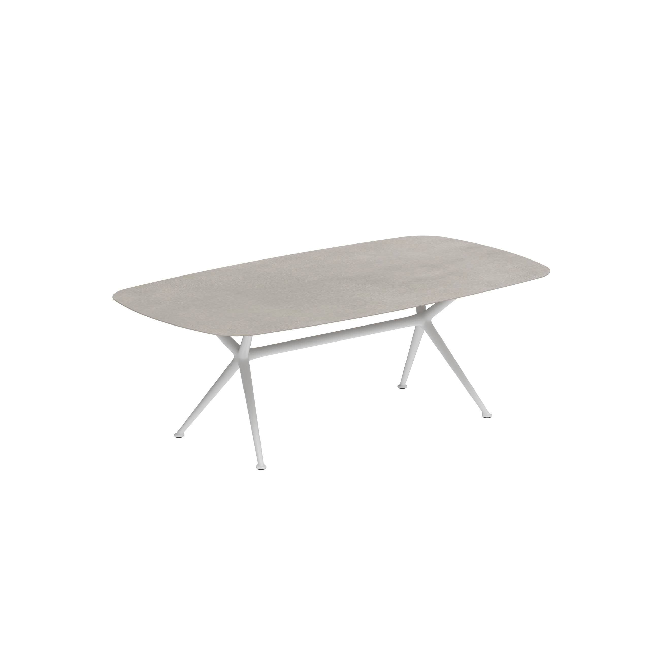 Exes Table 220x120cm Alu Legs White - Table Top Ceramic Cemento Luminoso