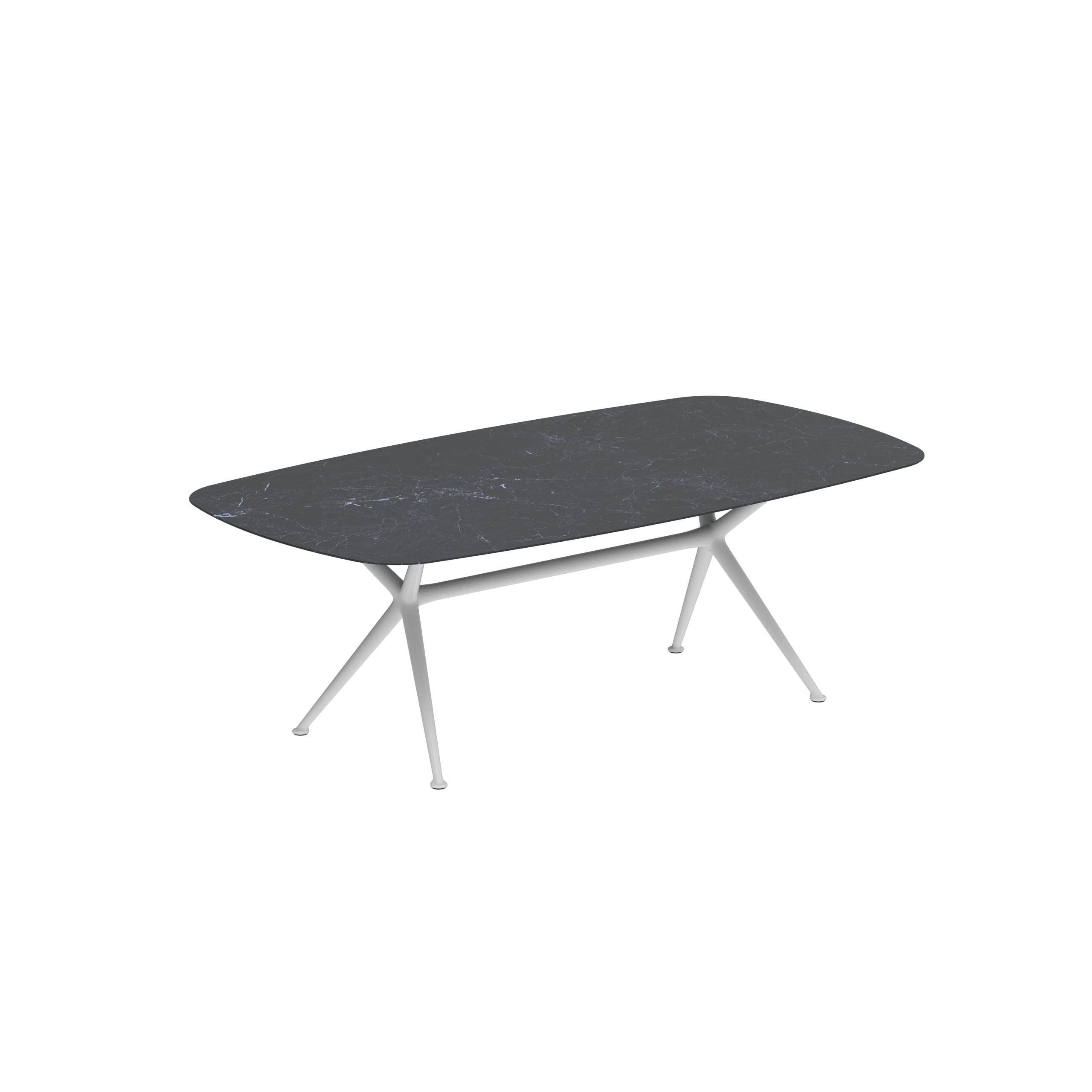 Exes Table 220x120cm Alu Legs White - Table Top Ceramic Nero Marquina