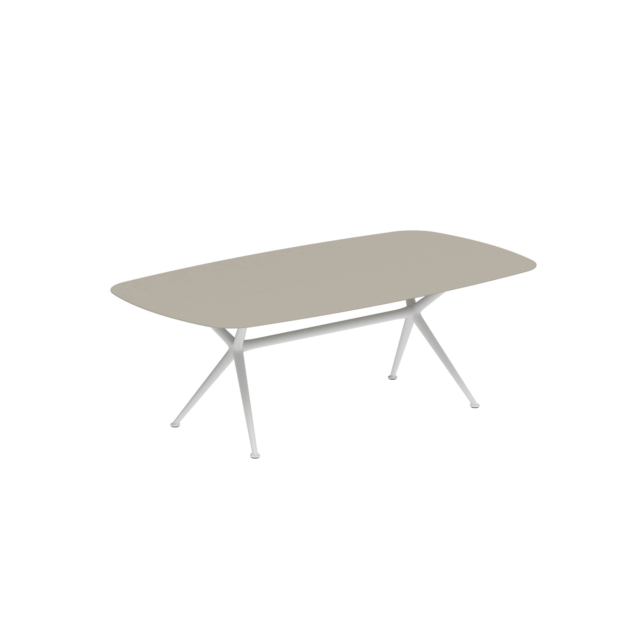 Exes Table 220x120cm Alu Legs White - Table Top Ceramic Pearl Grey