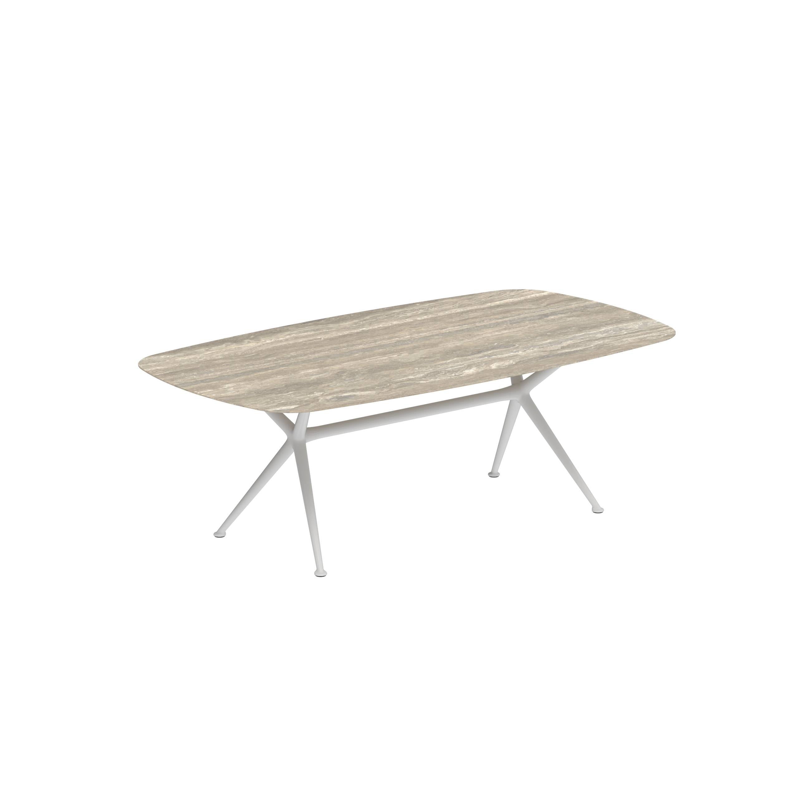 Exes Table 220x120cm Alu Legs White - Table Top Ceramic Travertino