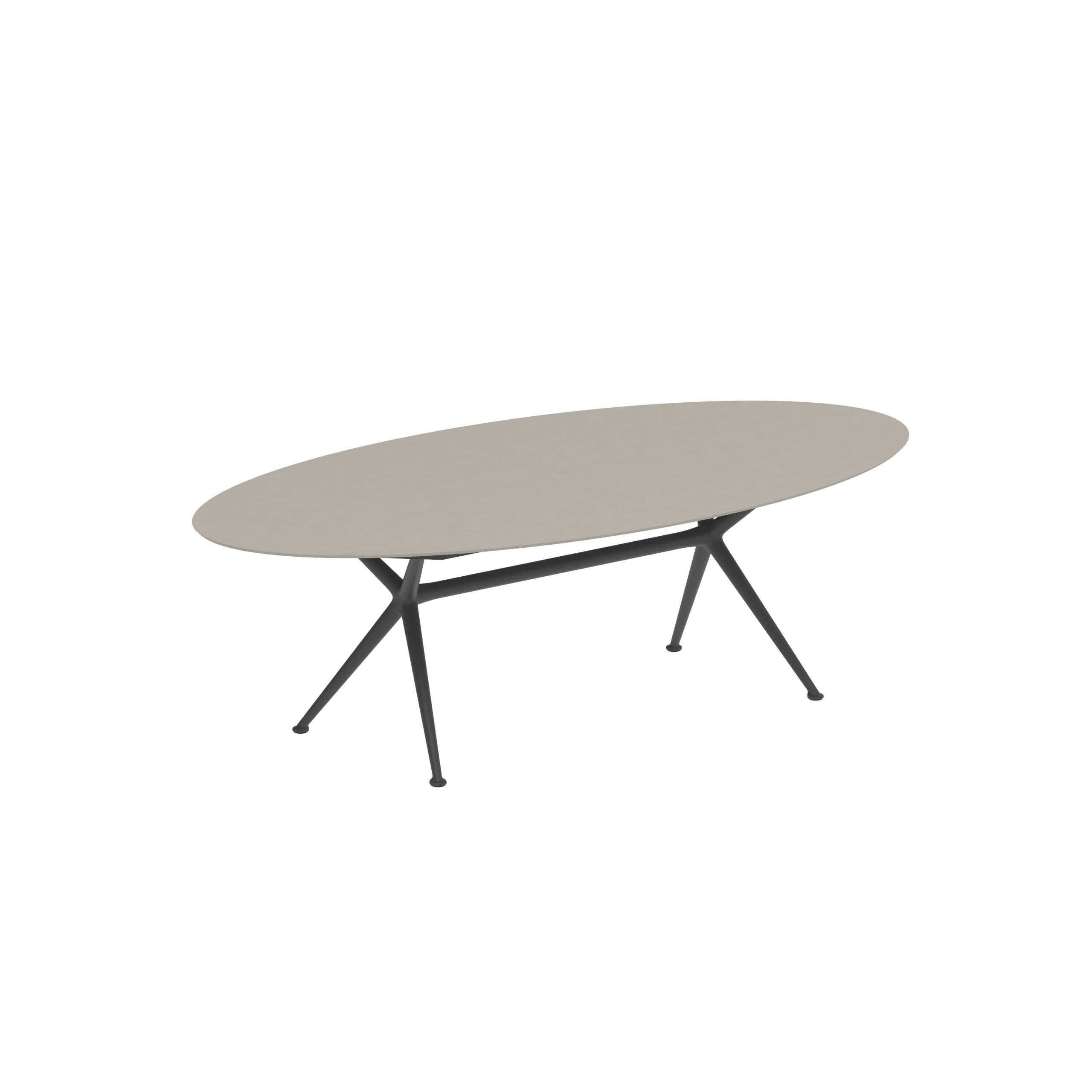 Exes Table Ellipse 250x130cm Alu Legs Anthracite - Table Top Ceramic Pearl Grey