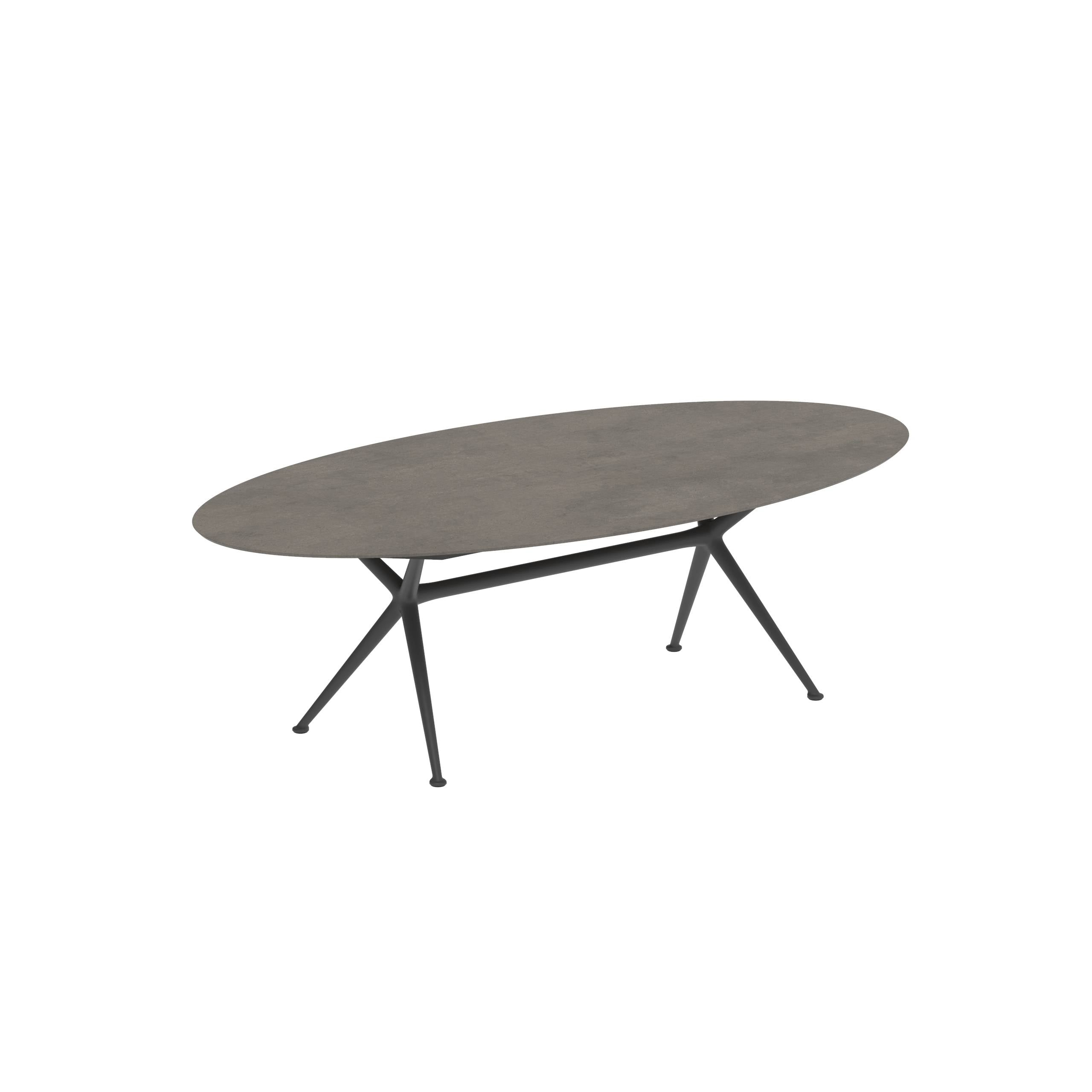 Exes Table Ellipse 250x130cm Alu Legs Anthracite - Table Top Ceramic Terra Marrone