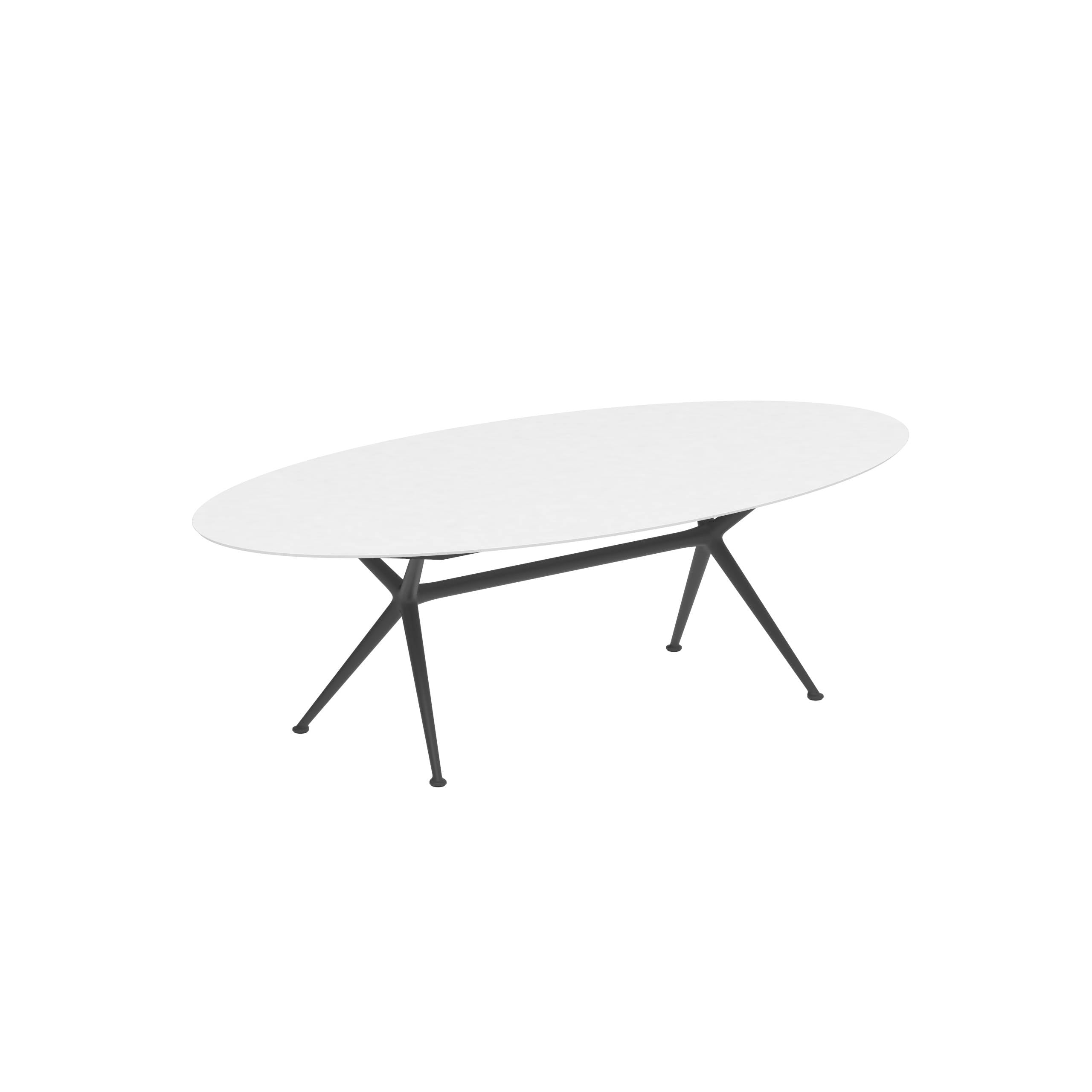 Exes Table Ellipse 250x130cm Alu Legs Anthracite - Table Top Ceramic White