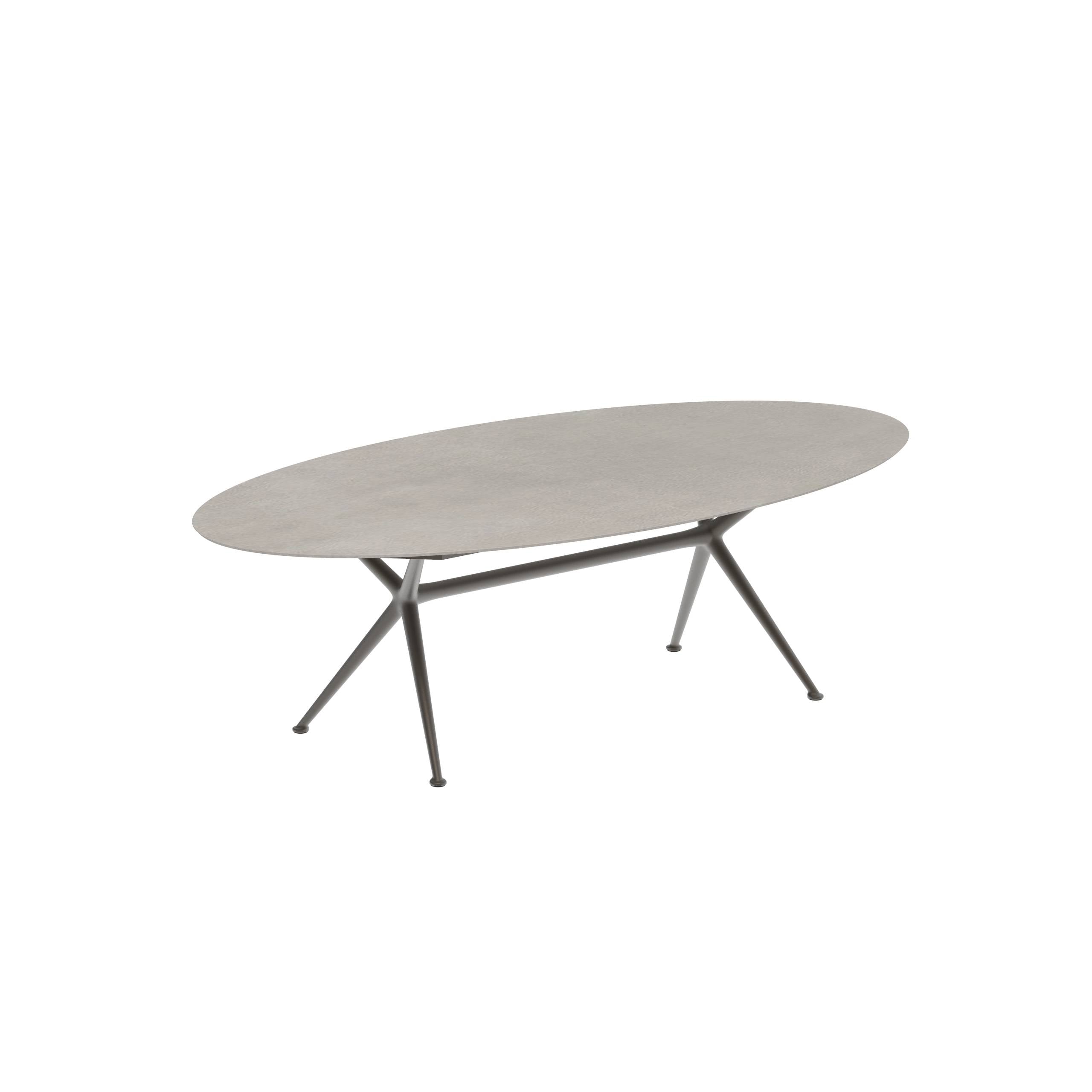Exes Table Ellipse 250x130cm Alu Legs Bronze - Table Top Ceramic Cemento Luminoso