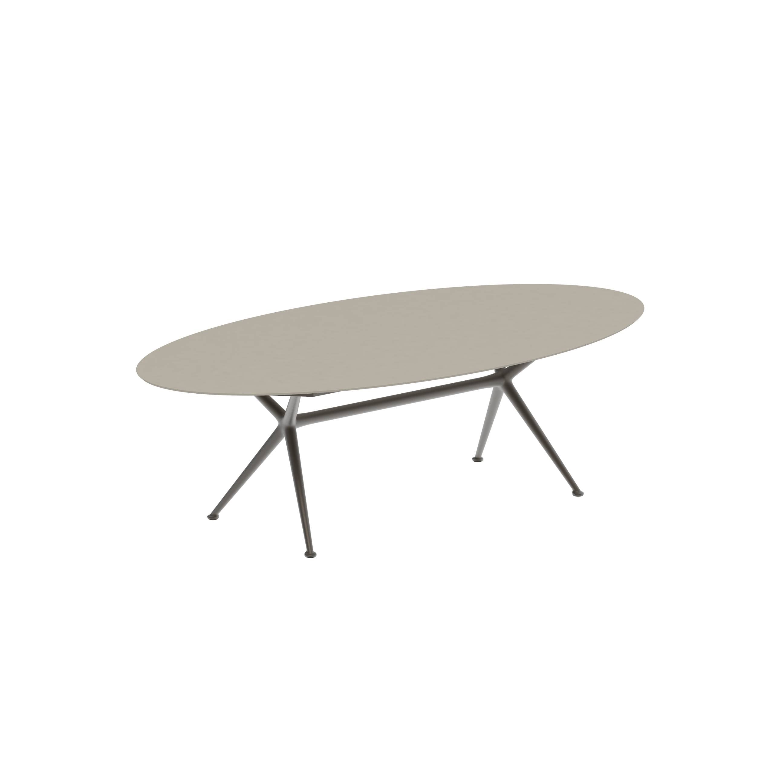 Exes Table Ellipse 250x130cm Alu Legs Bronze - Table Top Ceramic Pearl Grey