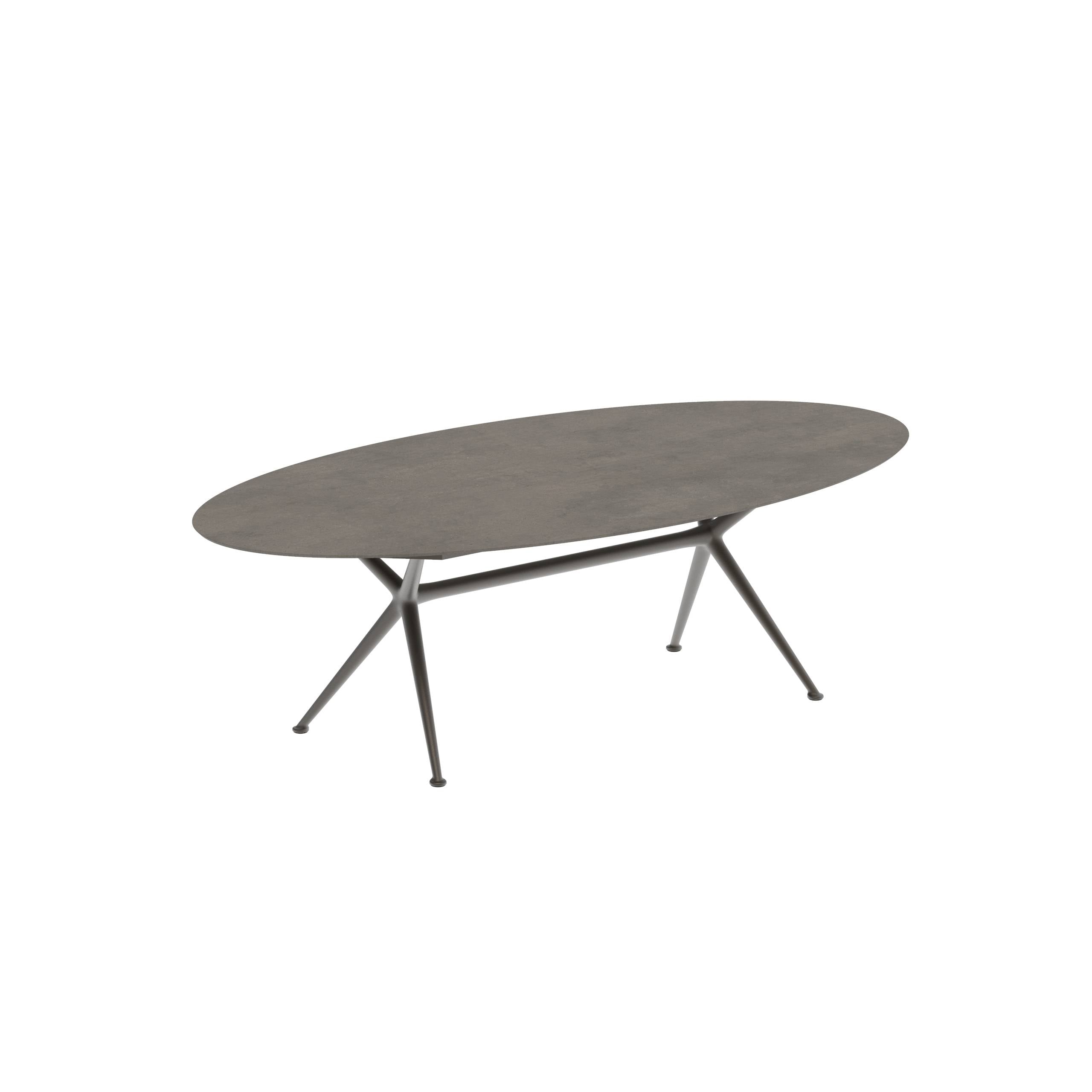 Exes Table Ellipse 250x130cm Alu Legs Bronze - Table Top Ceramic Terra Marrone