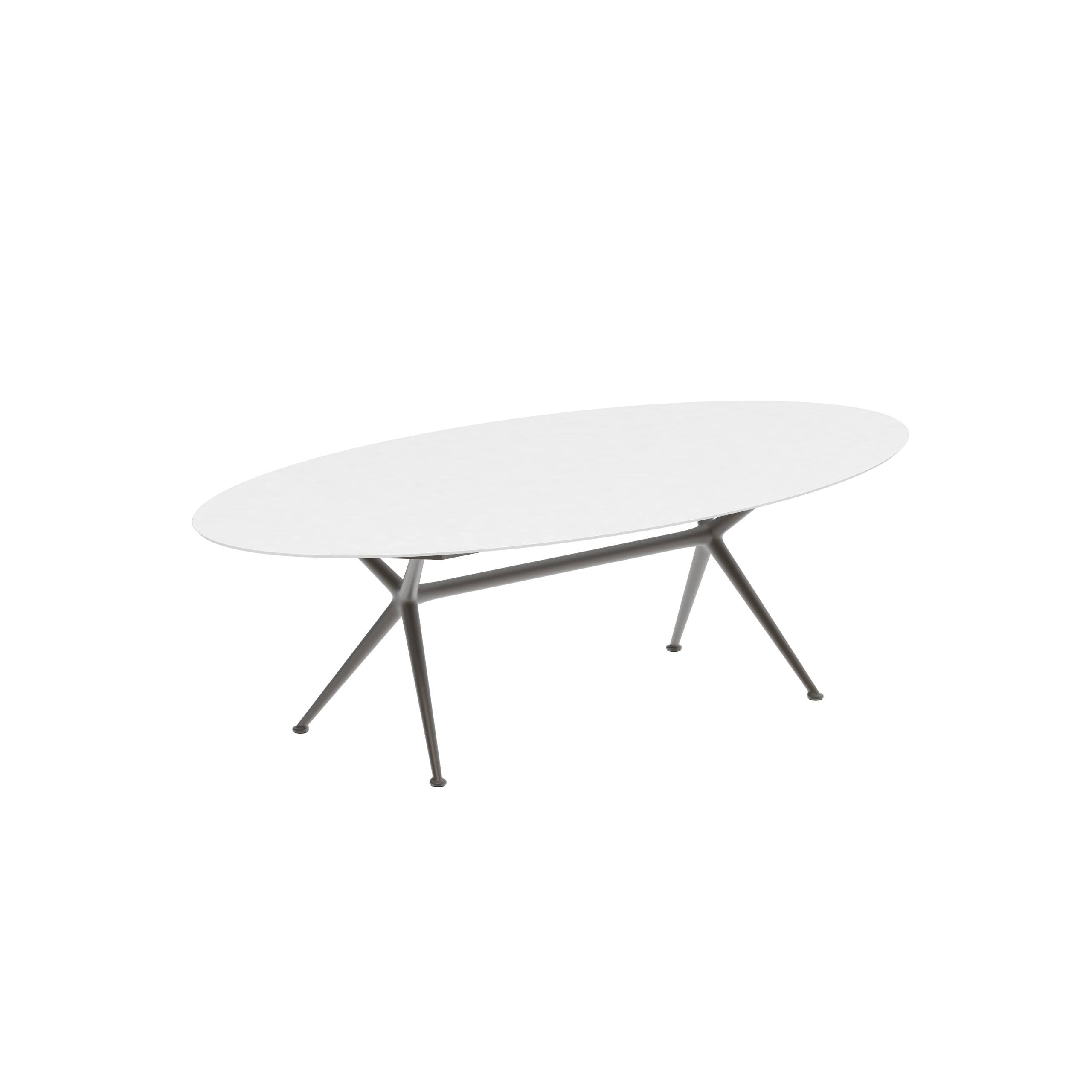 Exes Table Ellipse 250x130cm Alu Legs Bronze - Table Top Ceramic White