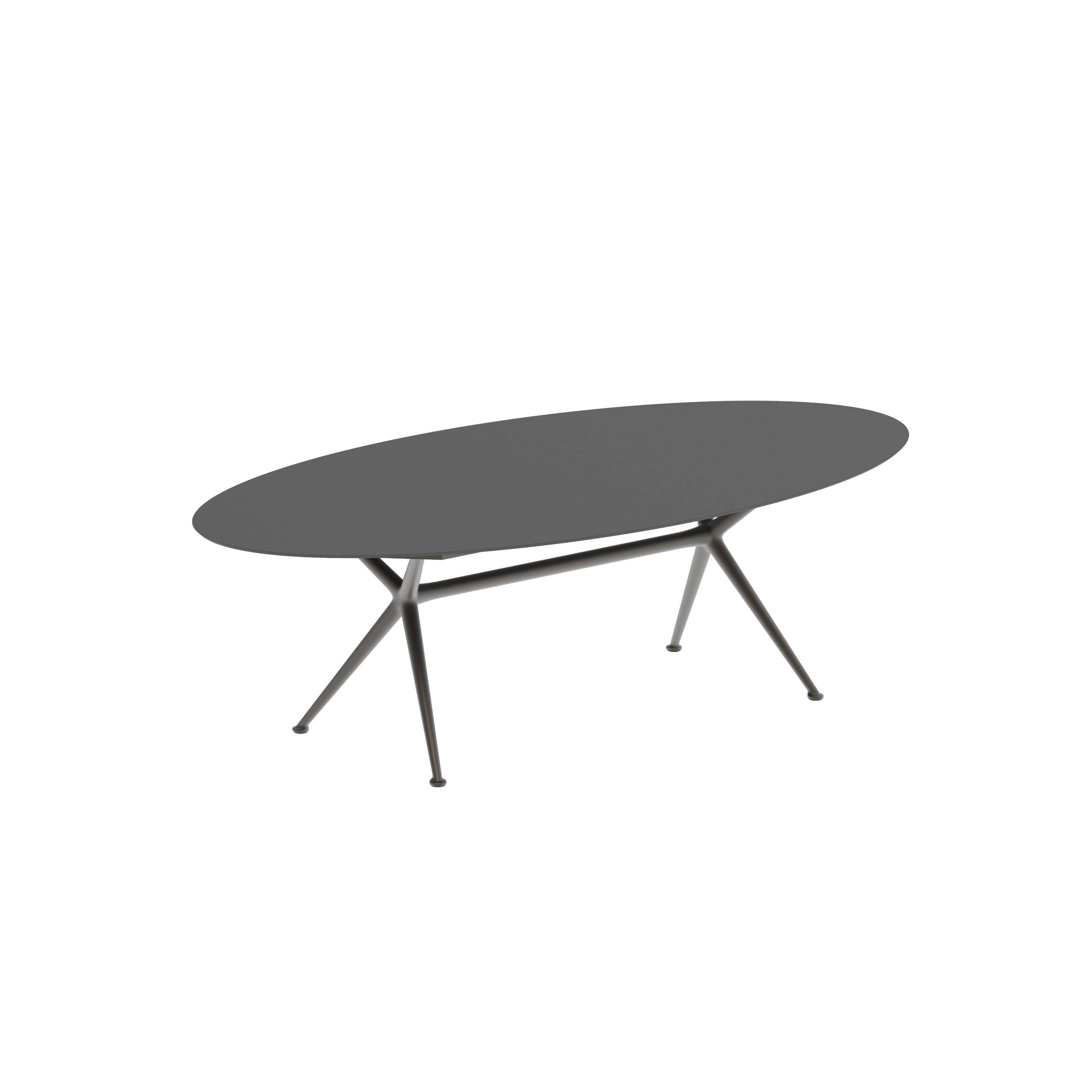 Exes Table Ellipse 250x130cm Alu Legs Bronze - Table Top Ceramic Black