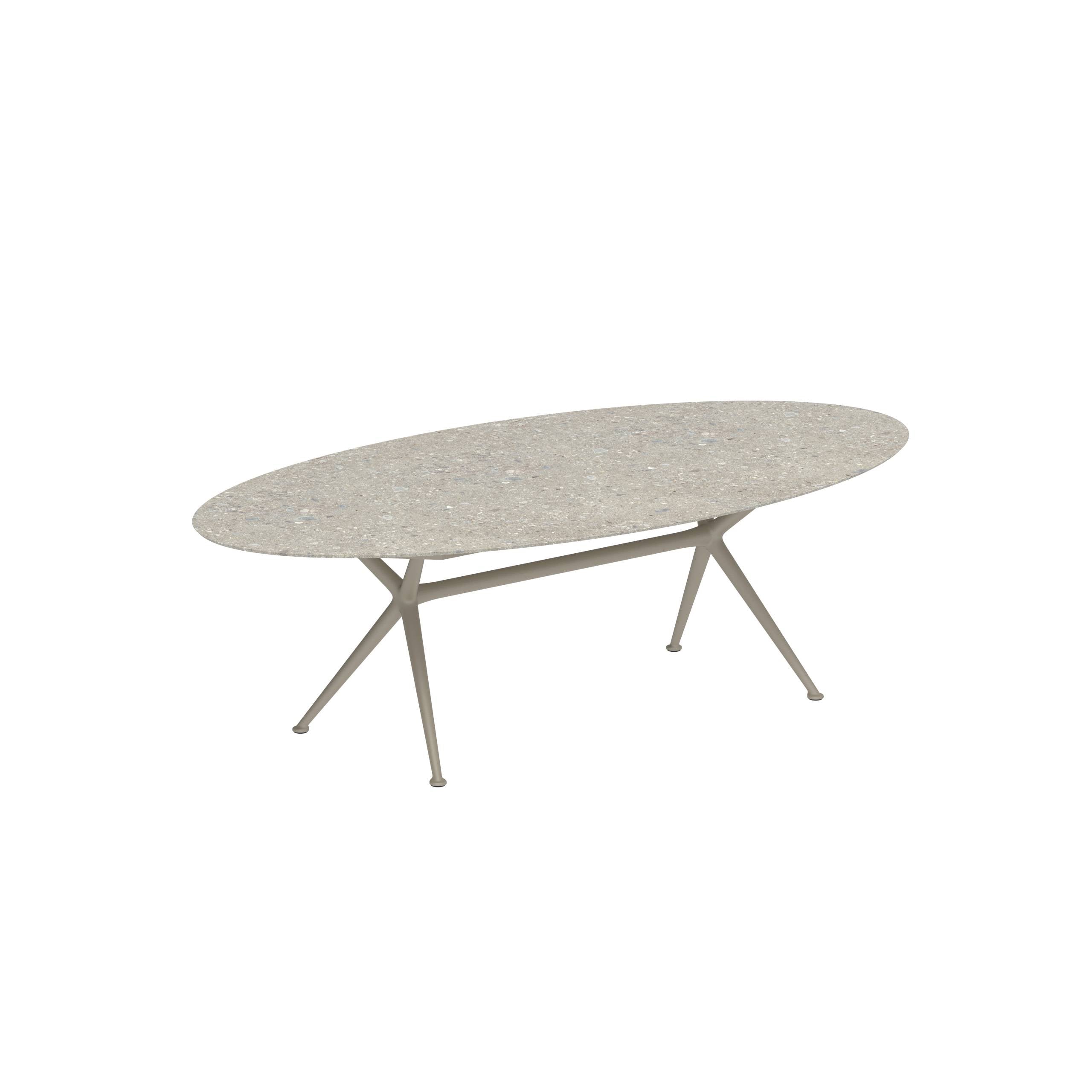 Exes Table Ellipse 250x130cm Alu Legs Sand - Table Top Ceramic Ceppo Dolomitica