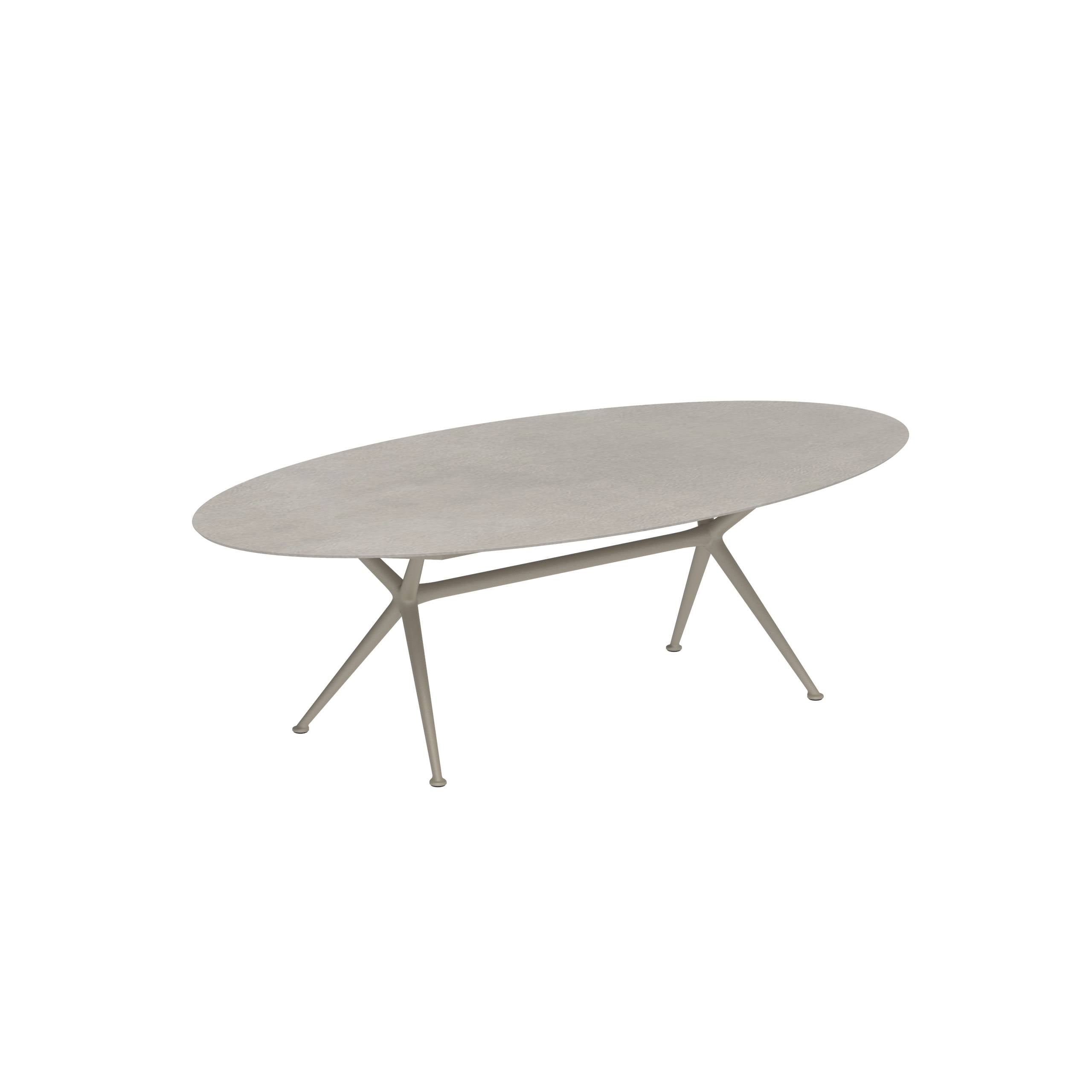 Exes Table Ellipse 250x130cm Alu Legs Sand - Table Top Ceramic Cemento Luminoso