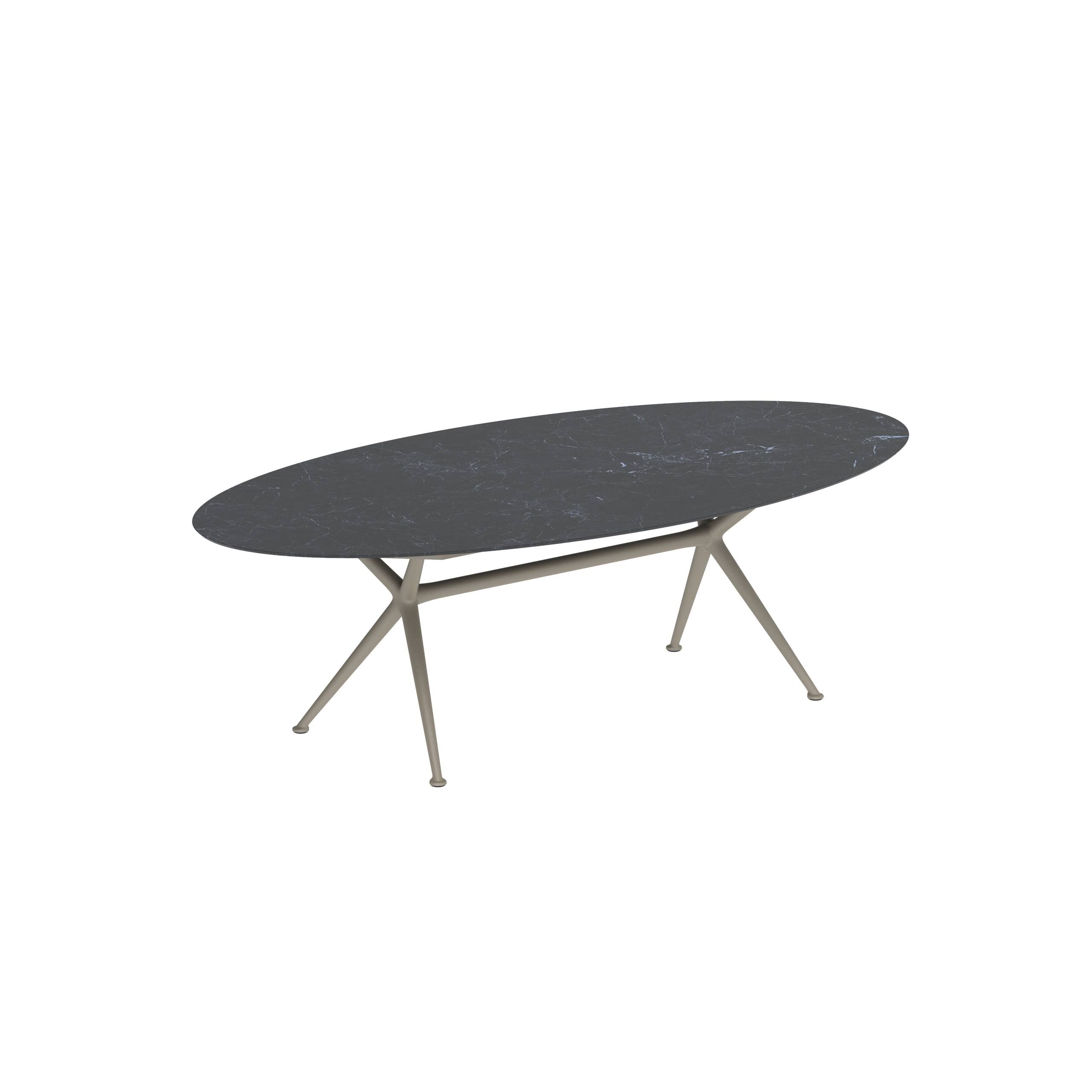 Exes Table Ellipse 250x130cm Alu Legs Sand - Table Top Ceramic Nero Marquina