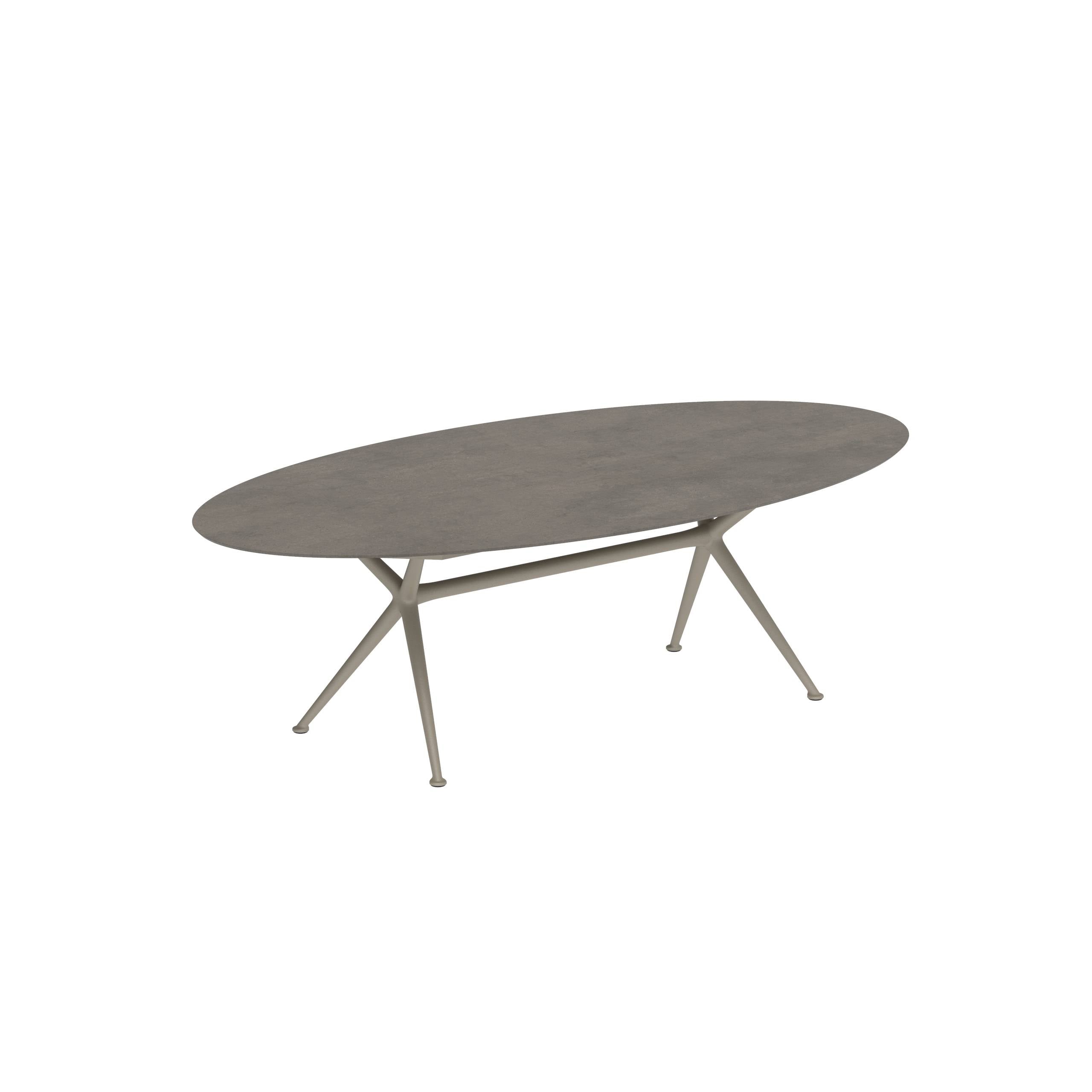 Exes Table Ellipse 250x130cm Alu Legs Sand - Table Top Ceramic Terra Marrone