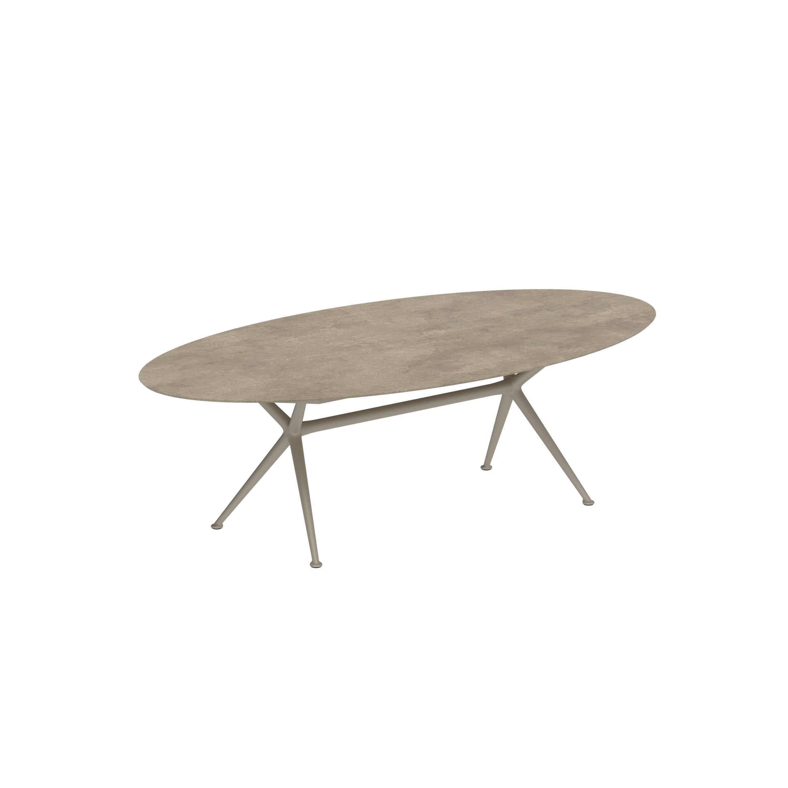 Exes Table Ellipse 250x130cm Alu Legs Sand - Table Top Ceramic Terra Sabbia