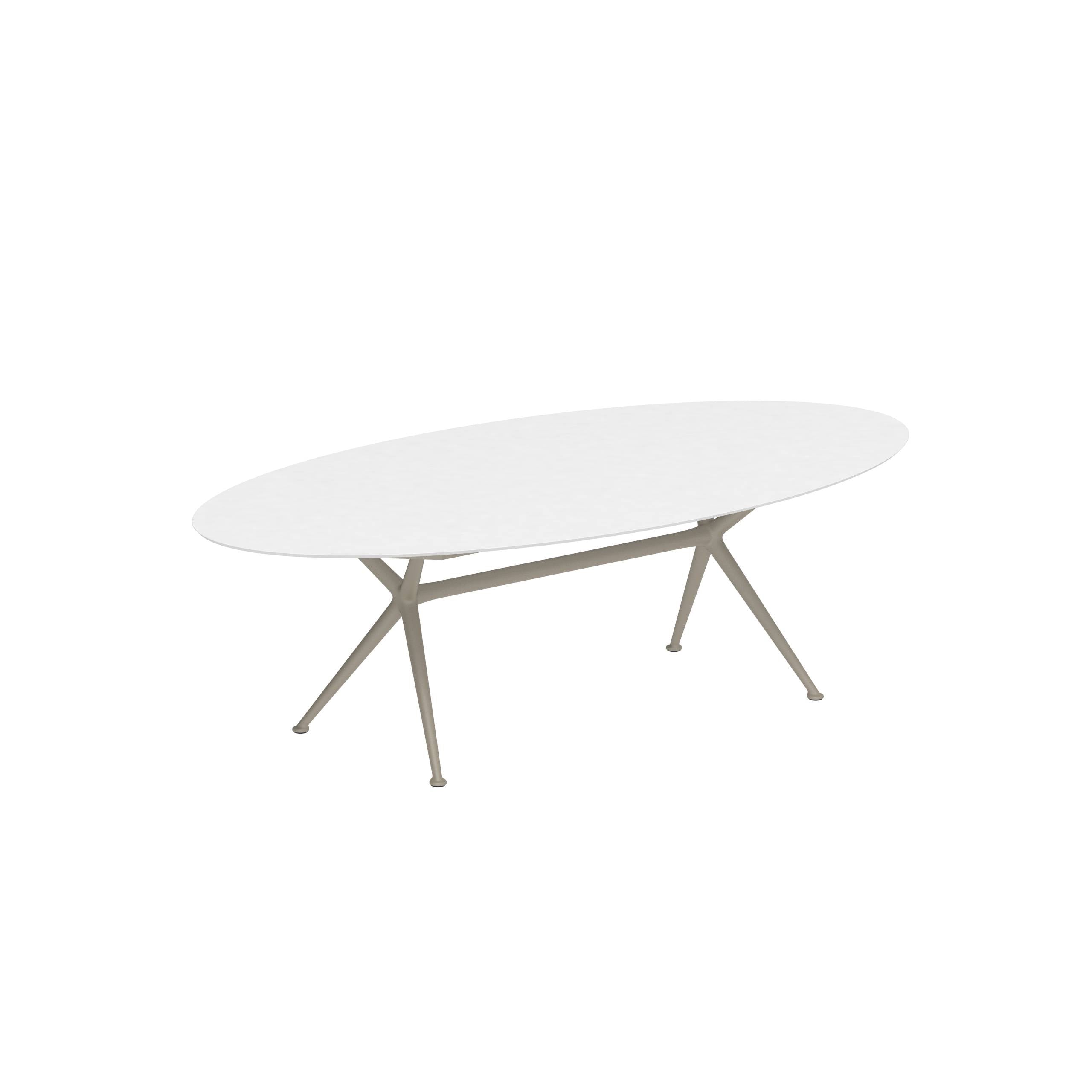 Exes Table Ellipse 250x130cm Alu Legs Sand - Table Top Ceramic White