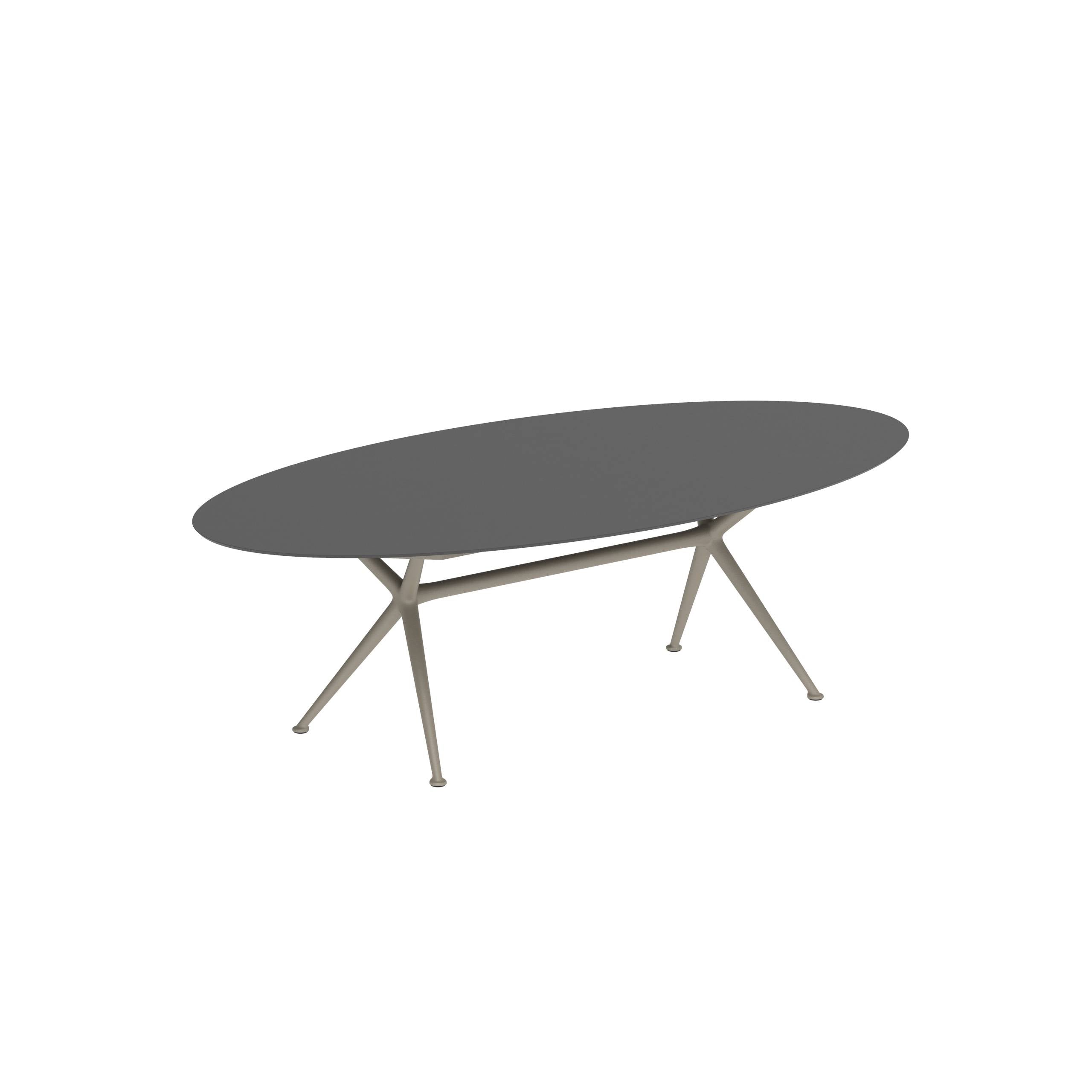 Exes Table Ellipse 250x130cm Alu Legs Sand - Table Top Ceramic Black