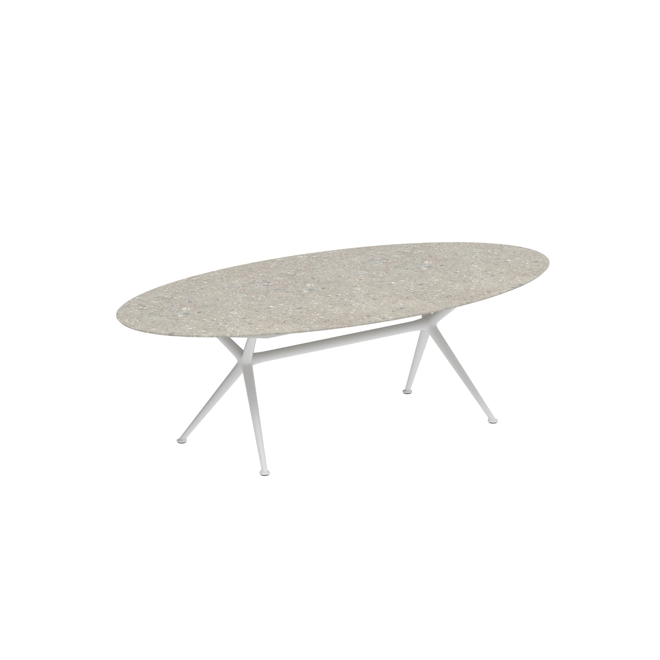 Exes Table Ellipse 250x130cm Alu Legs White - Table Top Ceramic Ceppo Dolomitica