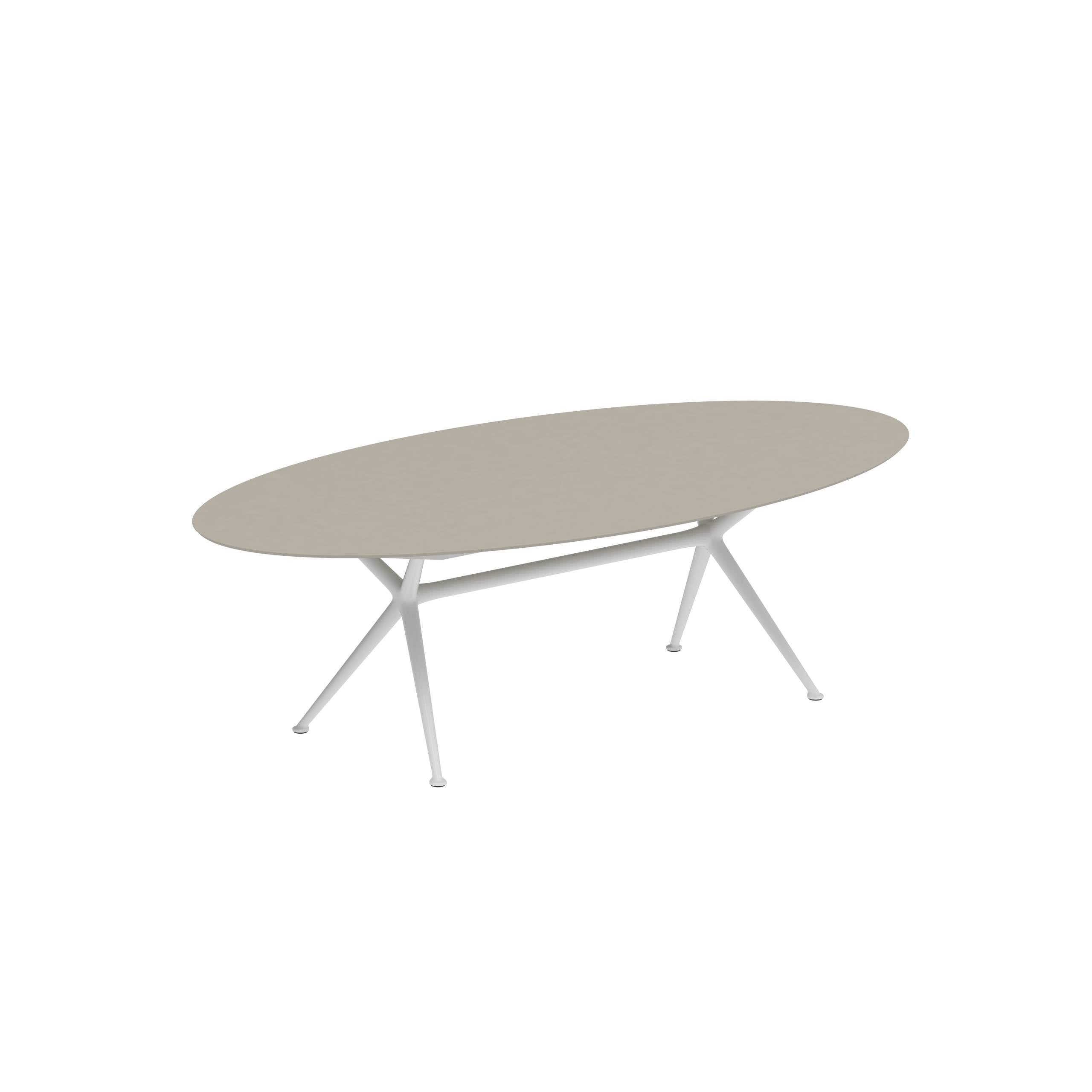 Exes Table Ellipse 250x130cm Alu Legs White - Table Top Ceramic Pearl Grey