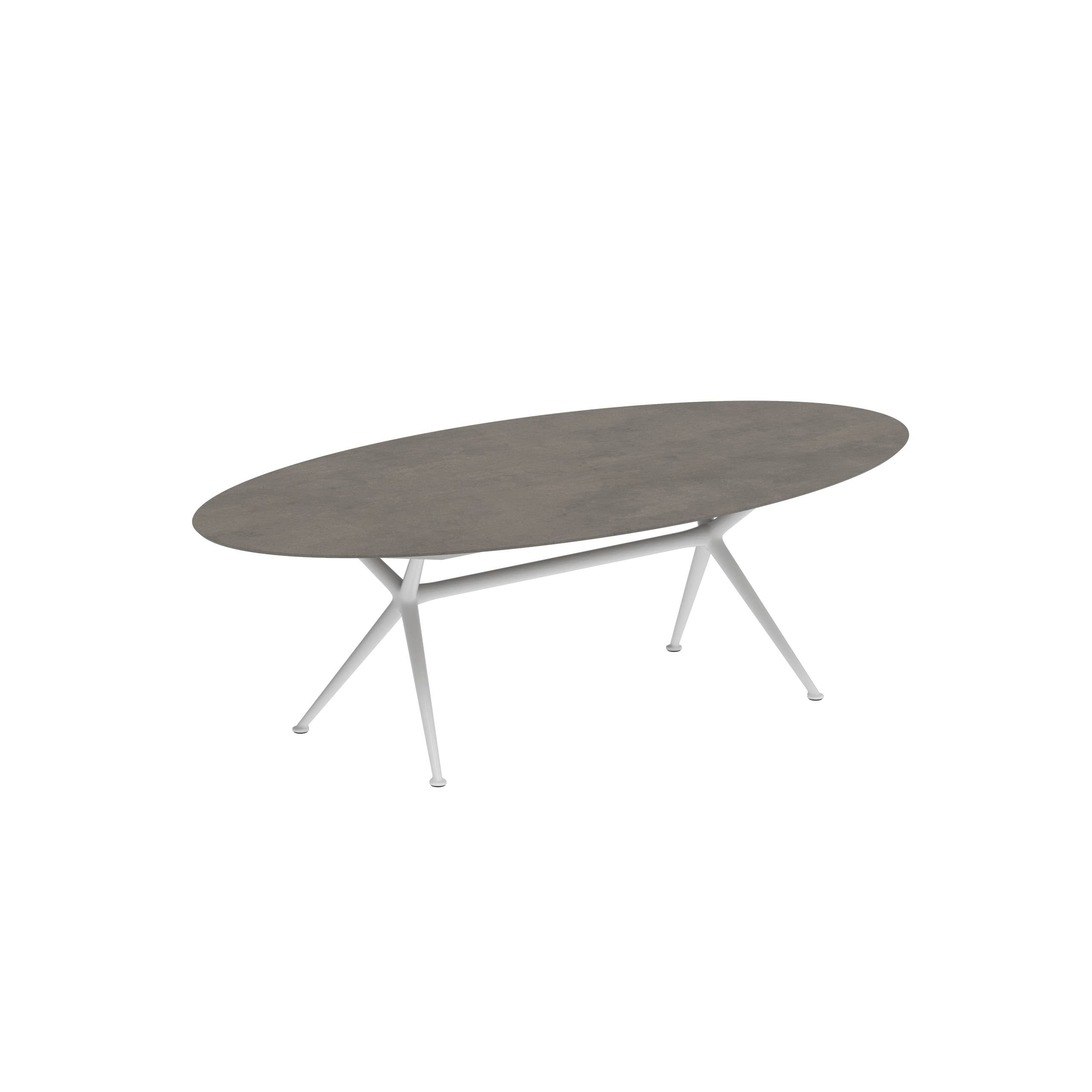 Exes Table Ellipse 250x130cm Alu Legs White - Table Top Ceramic Terra Marrone