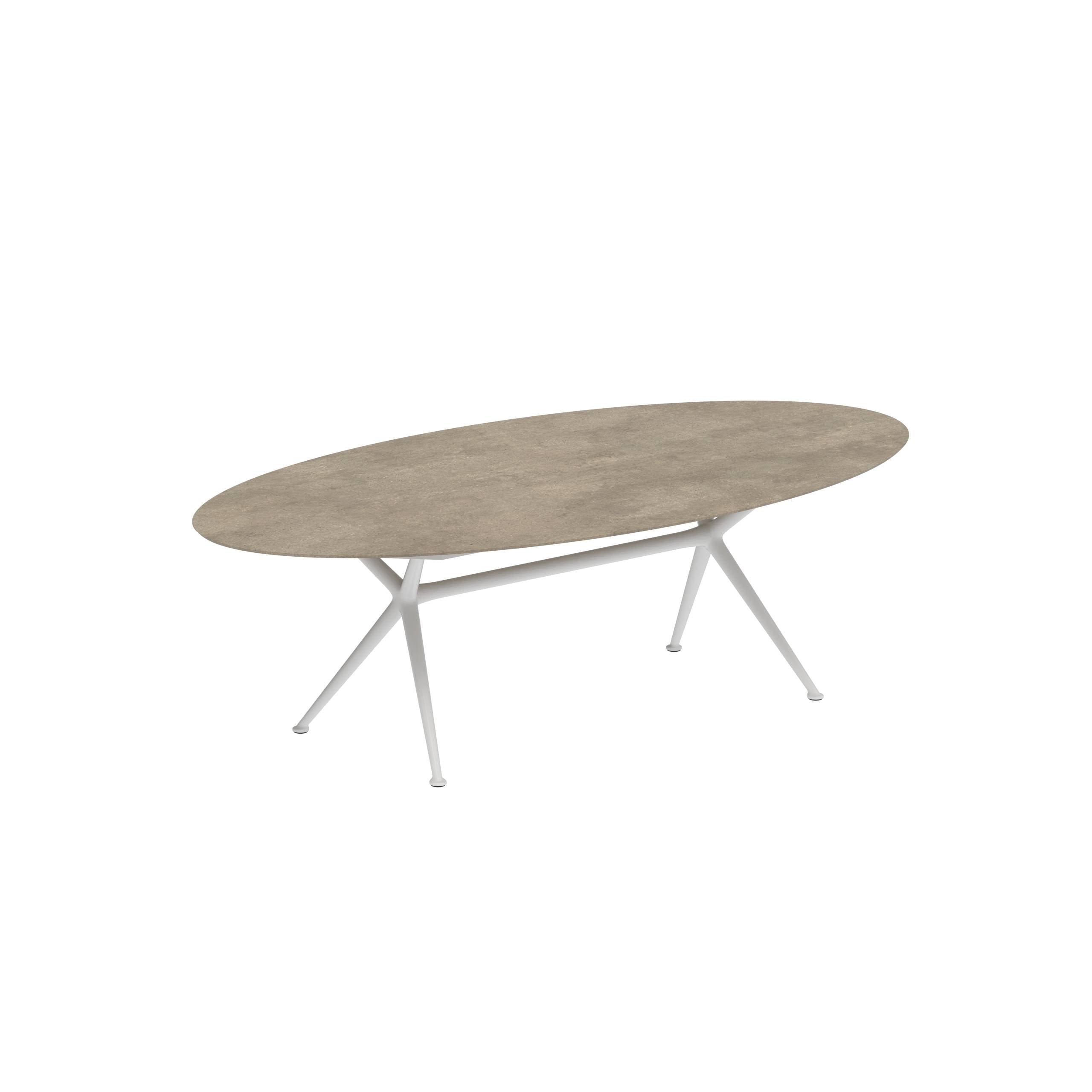 Exes Table Ellipse 250x130cm Alu Legs White - Table Top Ceramic Terra Sabbia