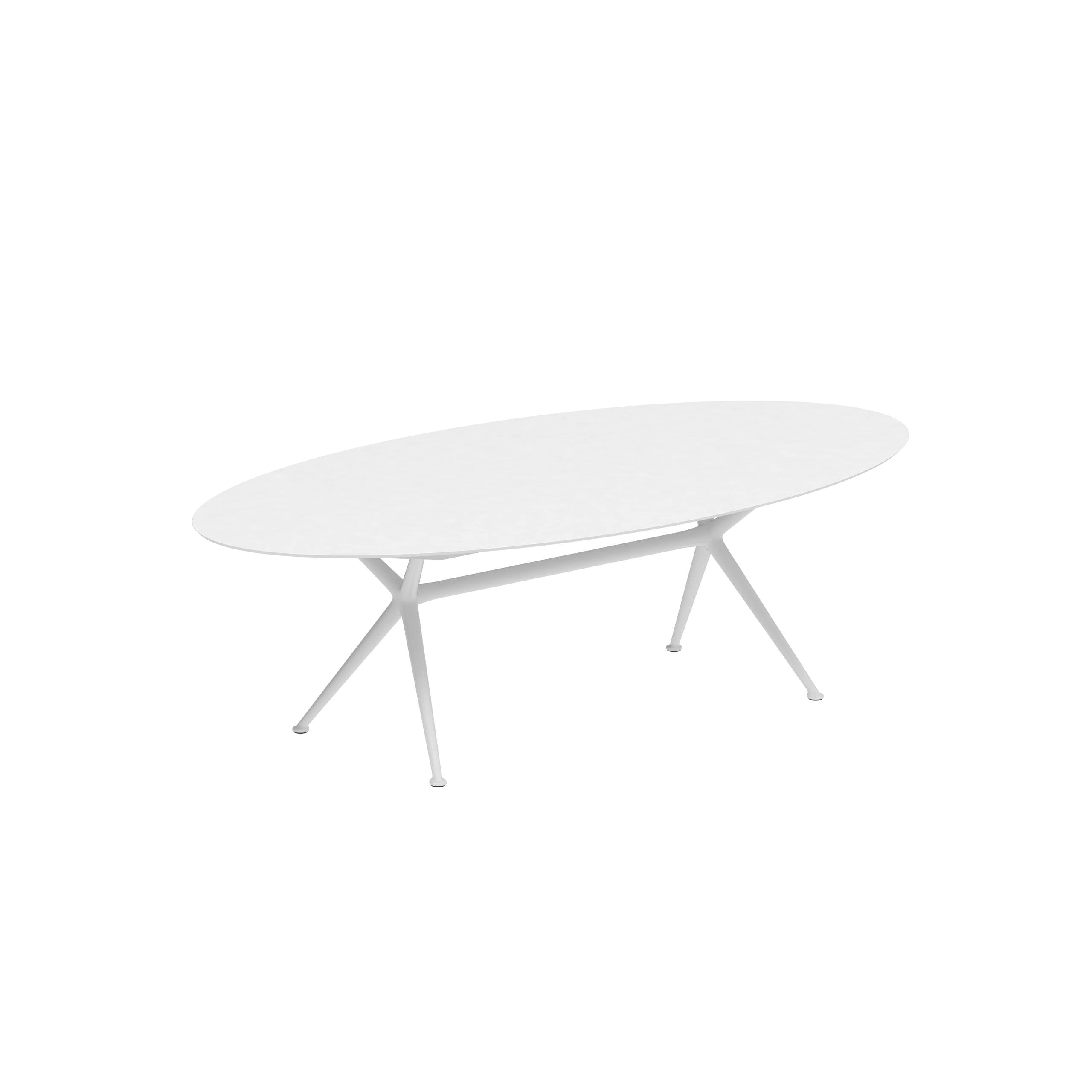 Exes Table Ellipse 250x130cm Alu Legs White - Table Top Ceramic White