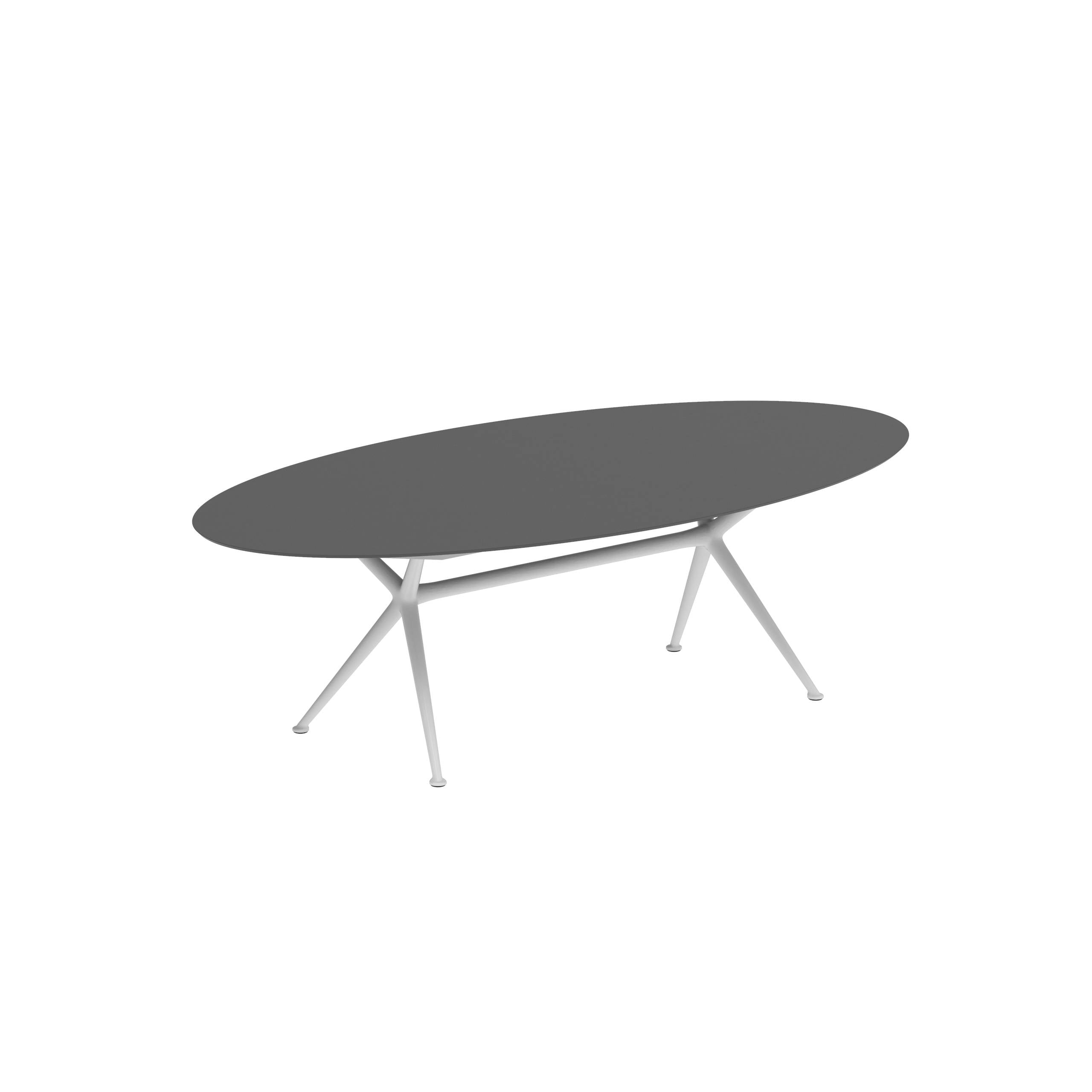 Exes Table Ellipse 250x130cm Alu Legs White - Table Top Ceramic Black