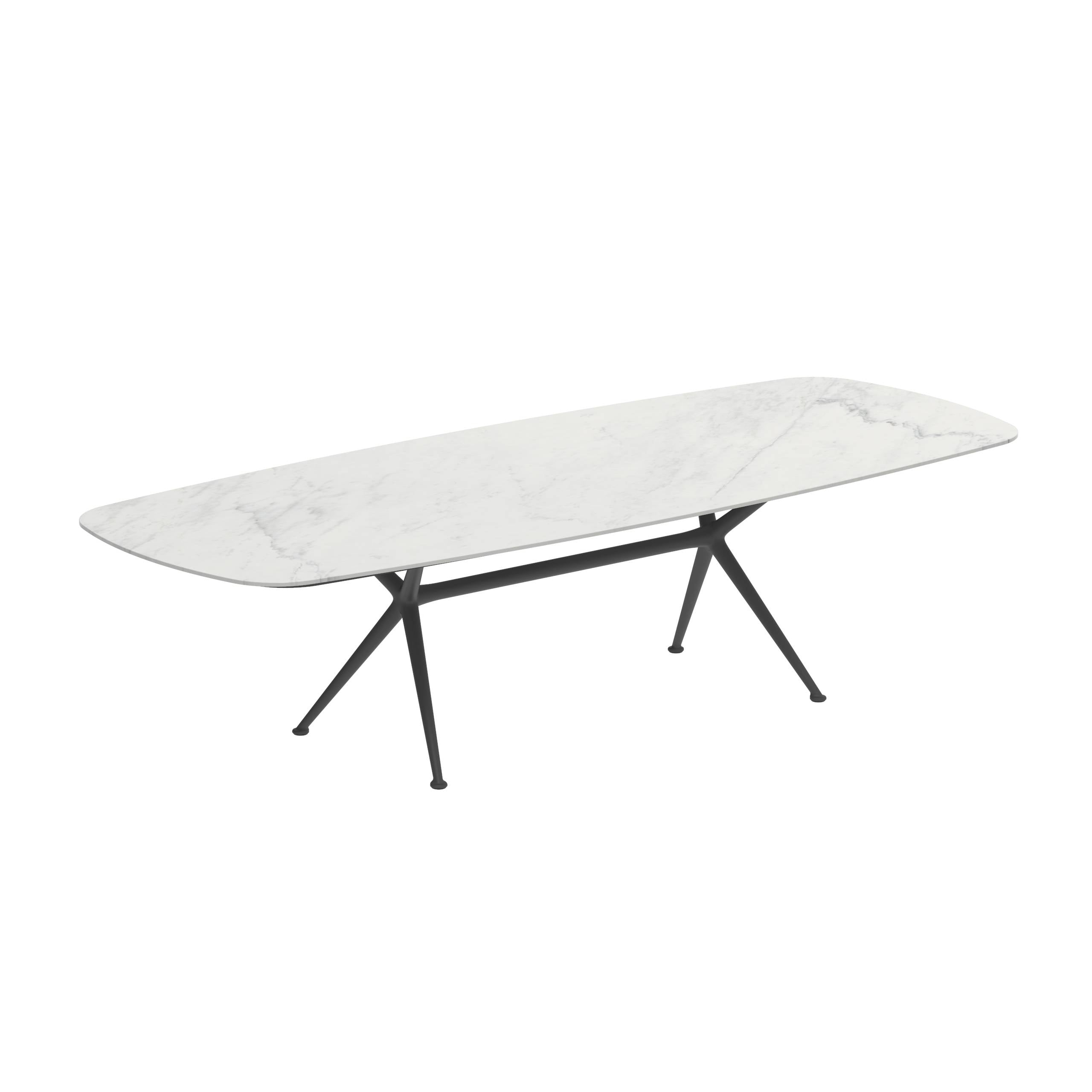 Exes Table 300x120cm Alu Legs Anthracite - Table Top Ceramic Bianco Statuario