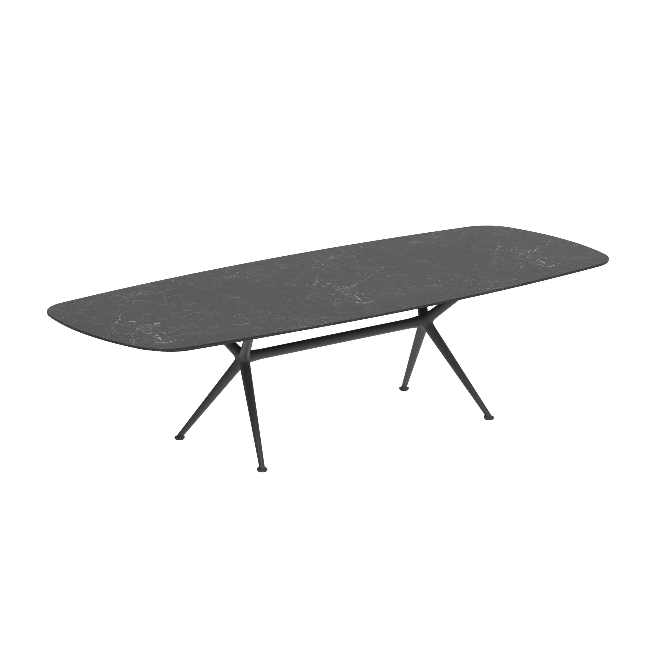 Exes Table 300x120cm Alu Legs Anthracite - Table Top Ceramic Nero Marquina
