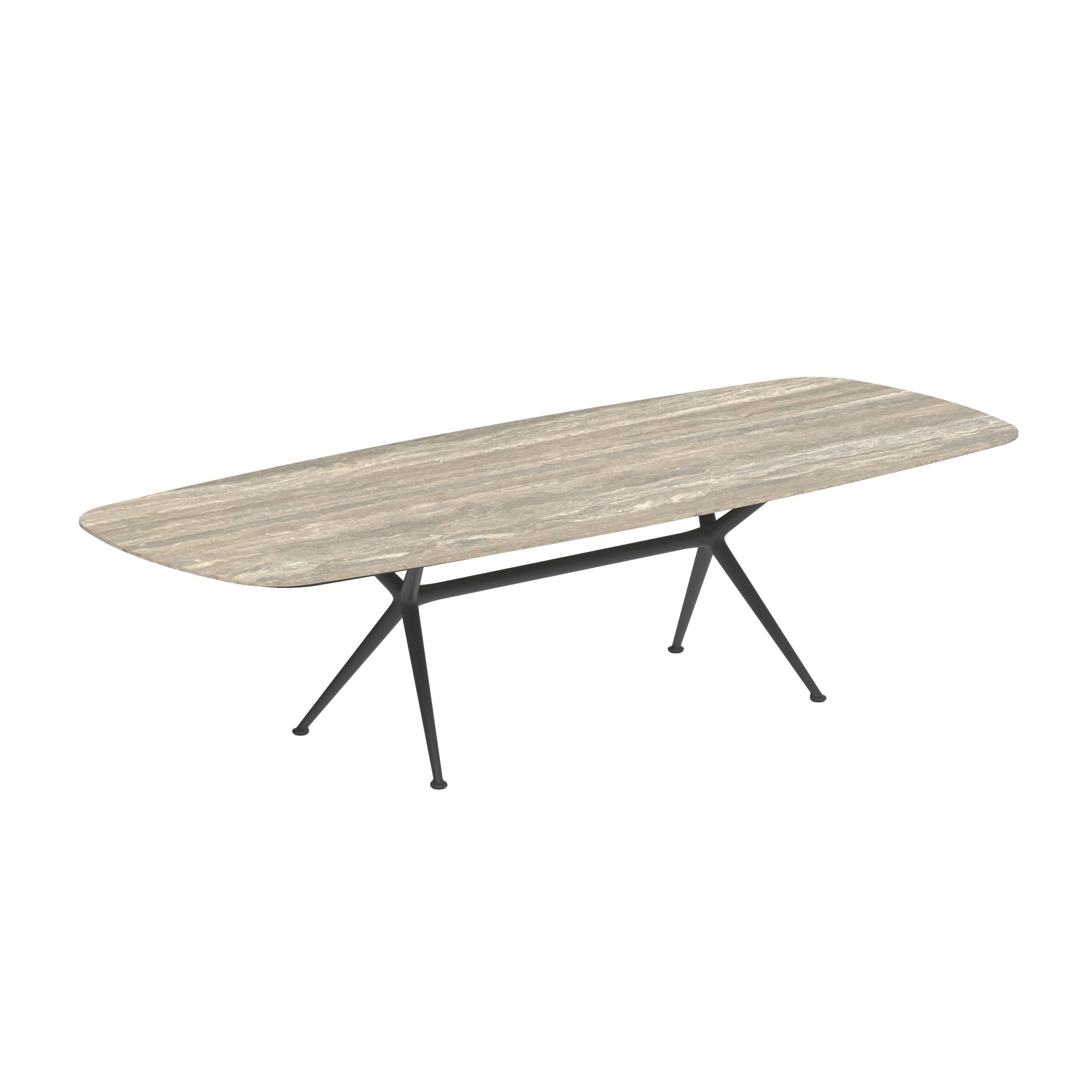 Exes Table 300x120cm Alu Legs Anthracite - Table Top Ceramic Travertino
