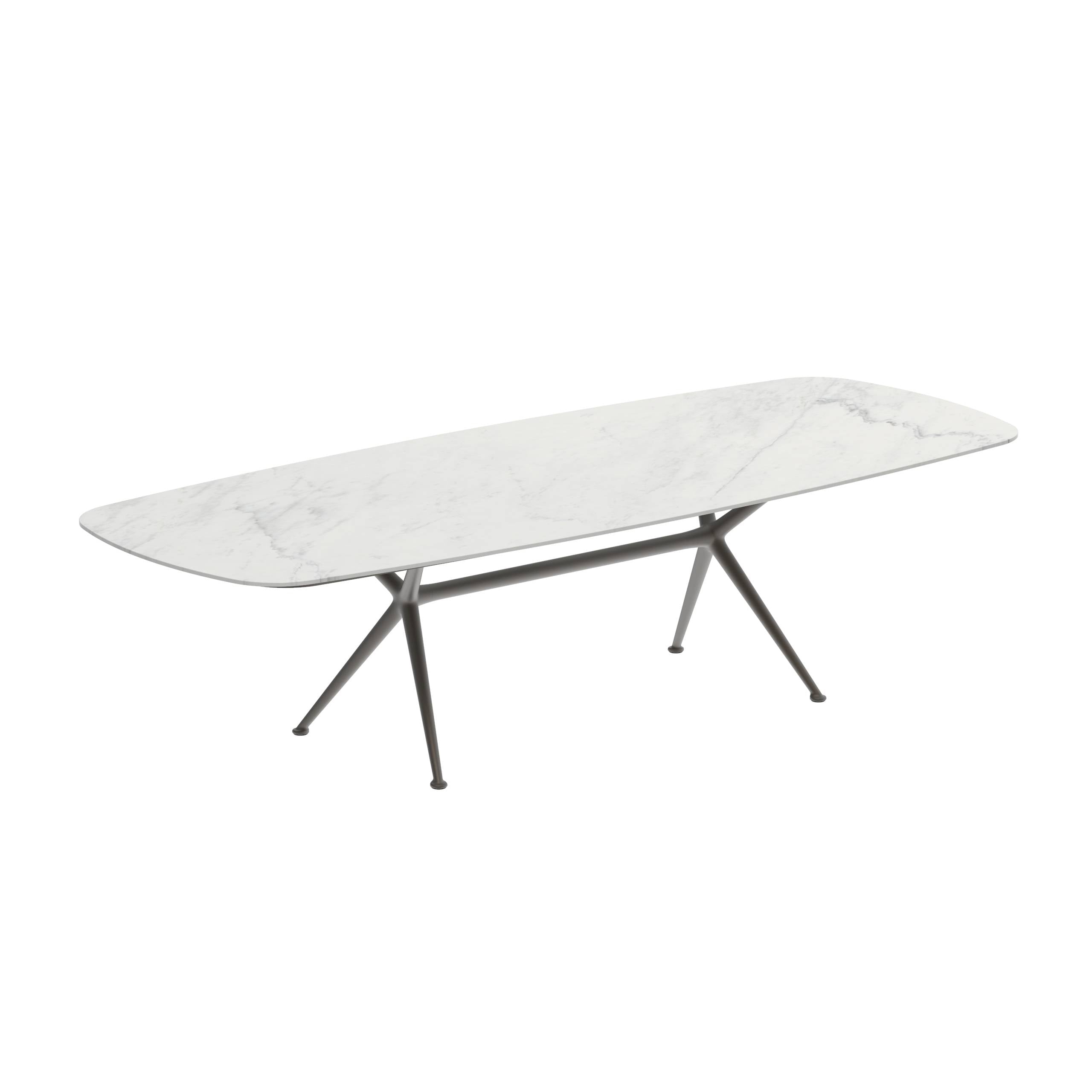 Exes Table 300x120cm Alu Legs Bronze - Table Top Ceramic Bianco Statuario