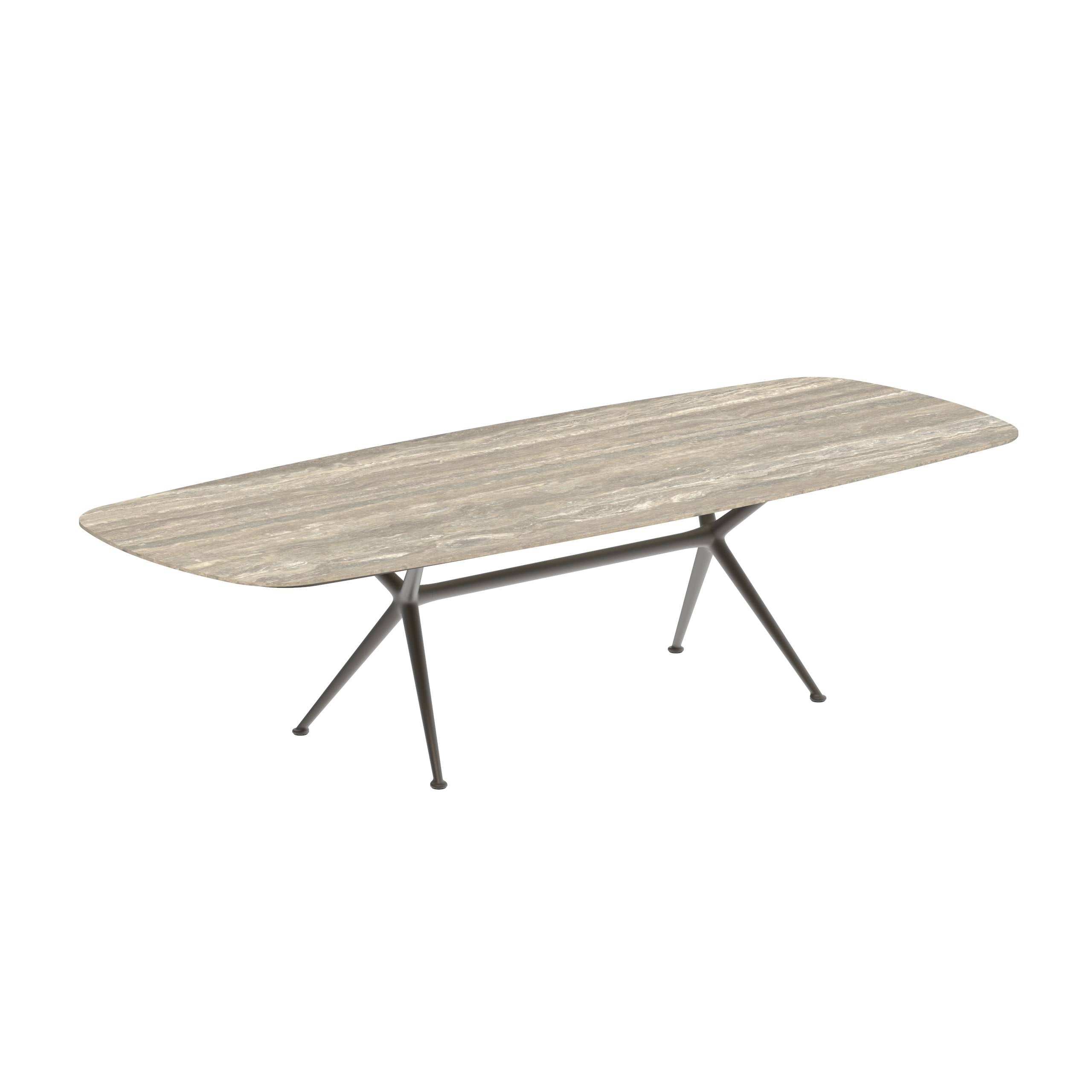 Exes Table 300x120cm Alu Legs Bronze - Table Top Ceramic Travertino