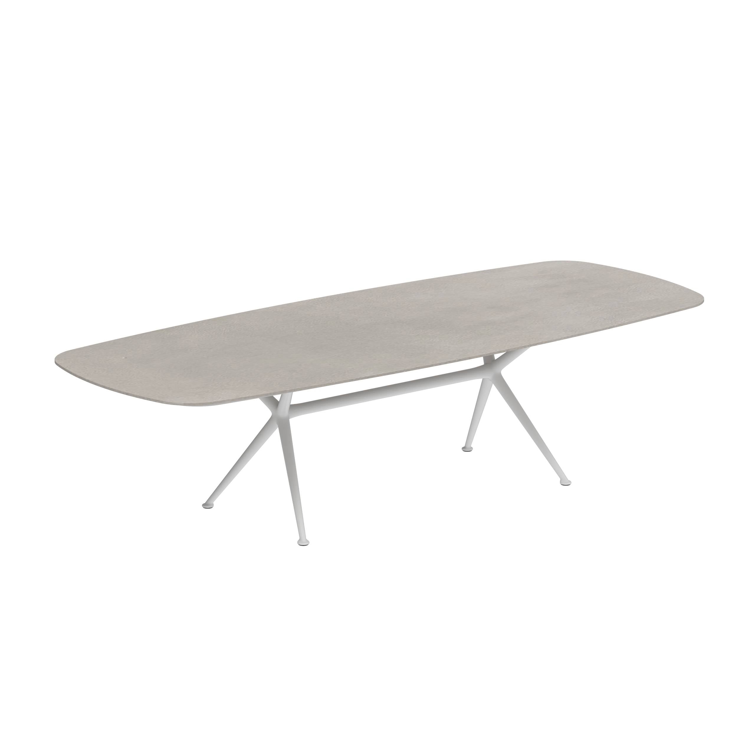 Exes Table 300x120cm Alu Legs White - Table Top Ceramic Cemento Luminoso