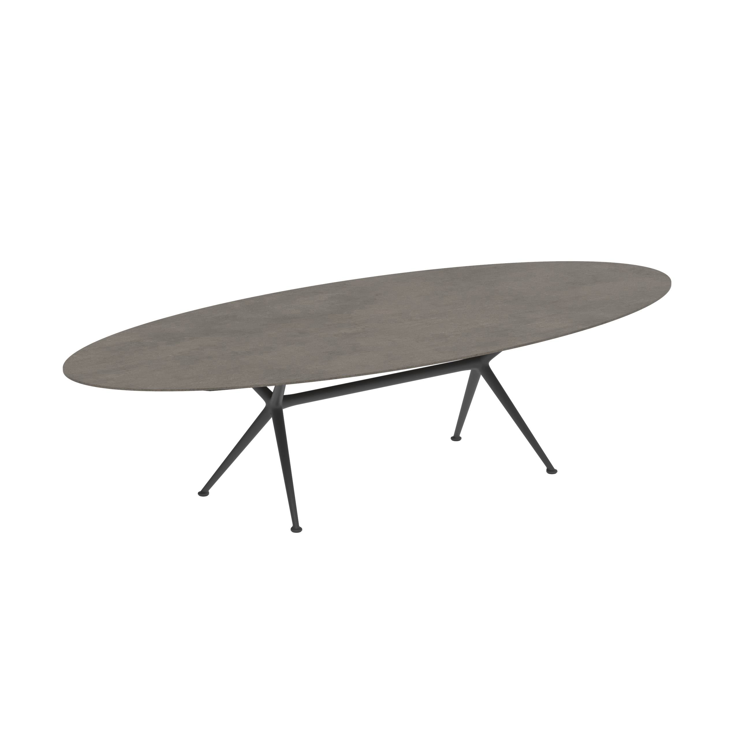 Exes Table Ellipse 320x140cm Alu Legs Anthracite - Table Top Ceramic Terra Marrone