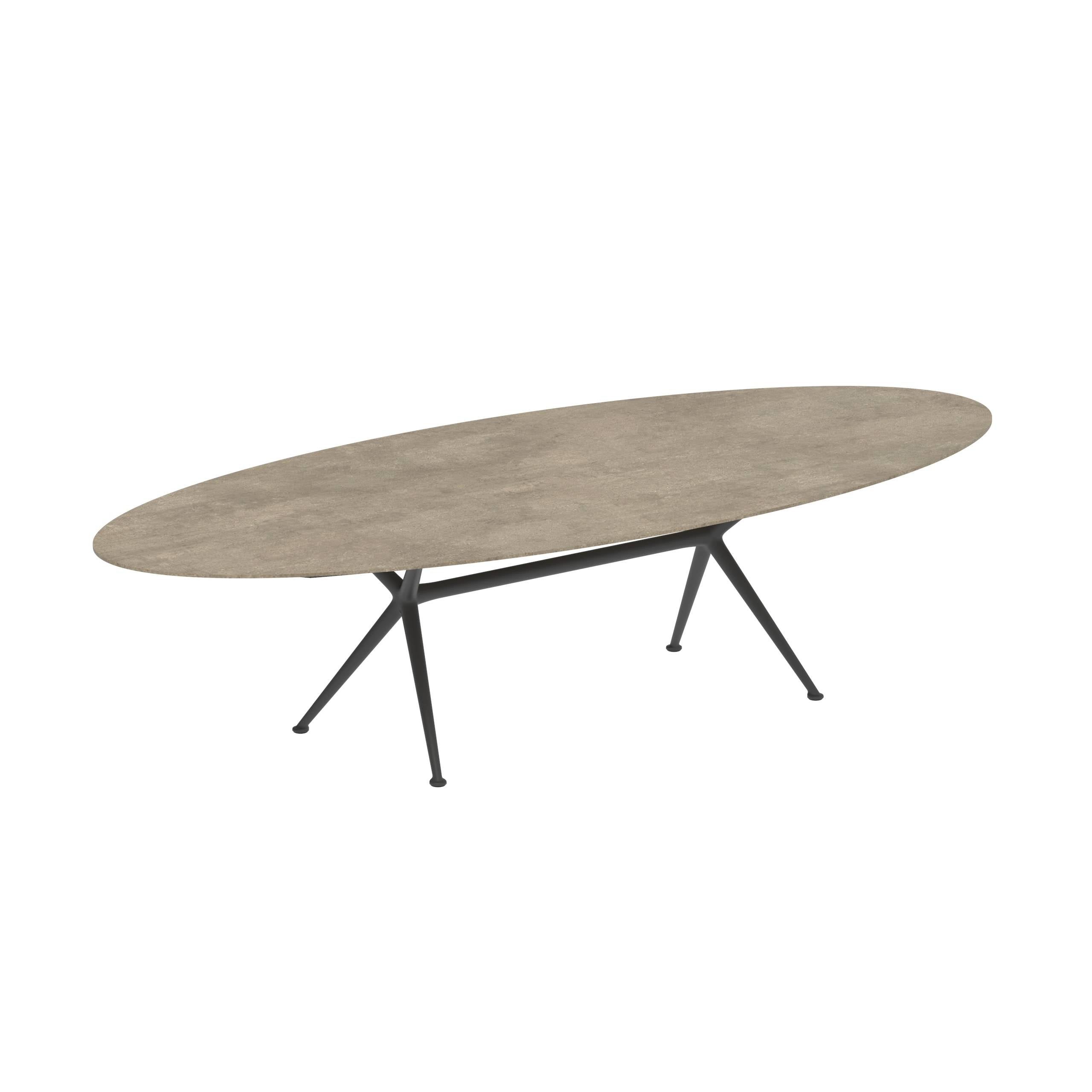 Exes Table Ellipse 320x140cm Alu Legs Anthracite - Table Top Ceramic Terra Sabbia