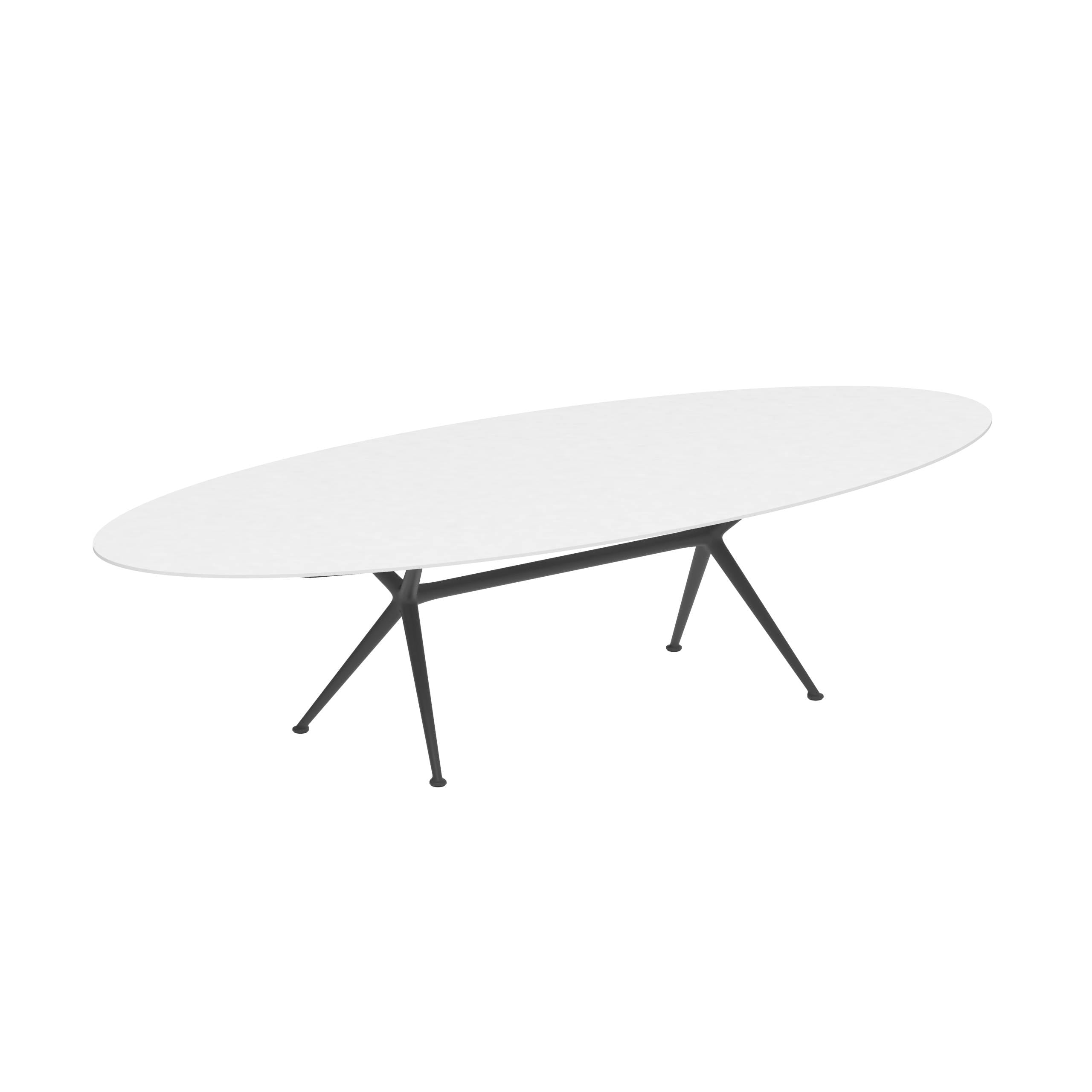 Exes Table Ellipse 320x140cm Alu Legs Anthracite - Table Top Ceramic White