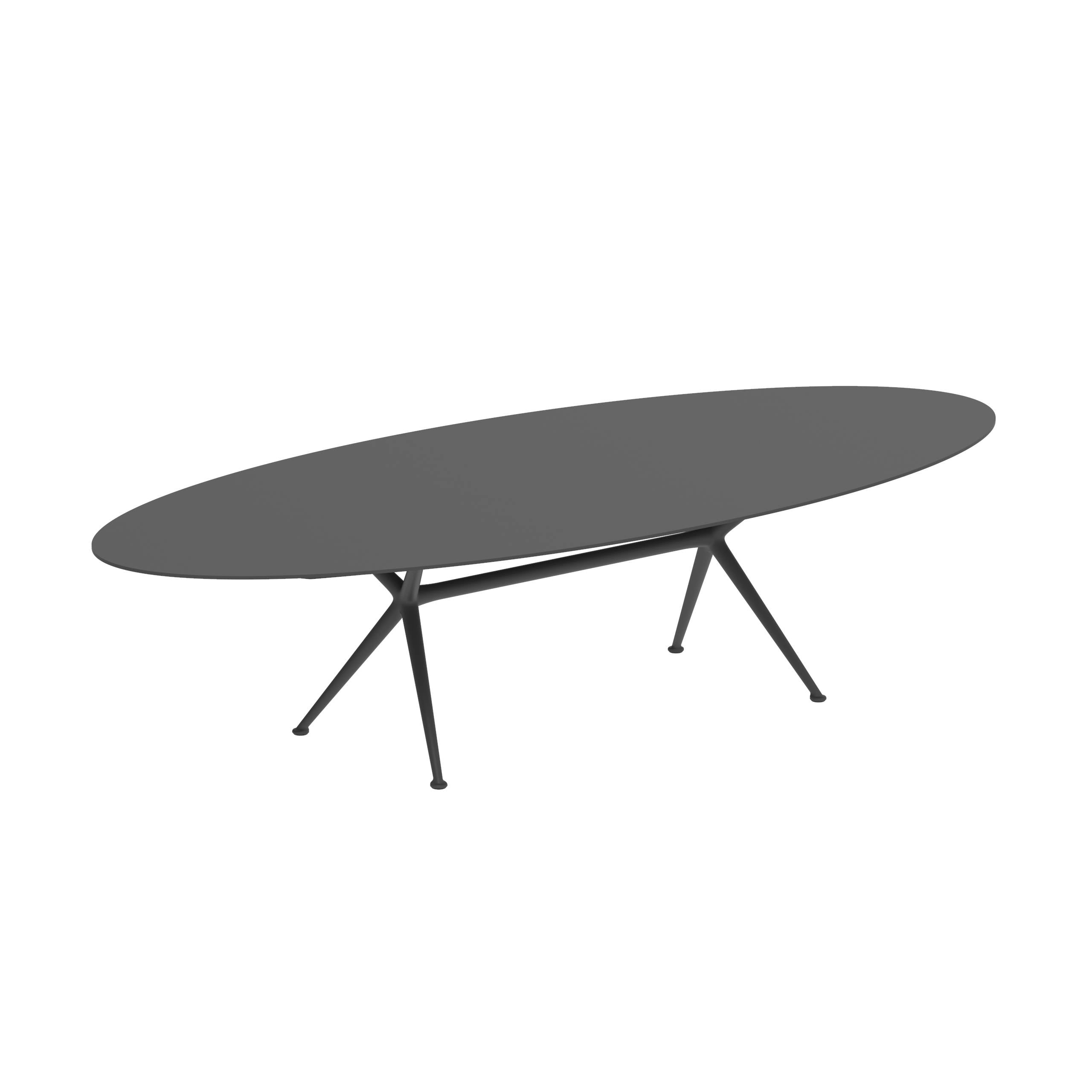 Exes Table Ellipse 320x140cm Alu Legs Anthracite - Table Top Ceramic Black