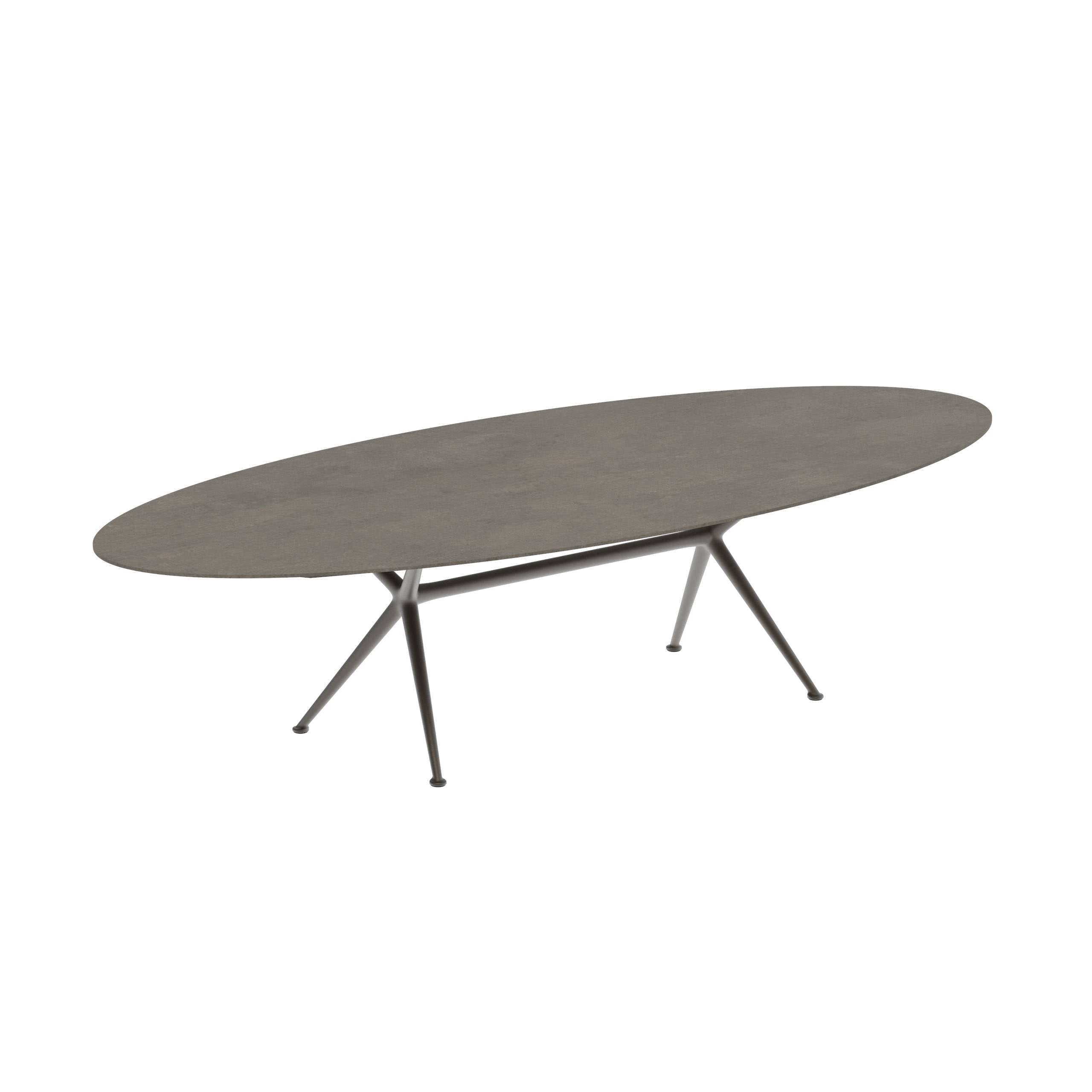 Exes Table Ellipse 320x140cm Alu Legs Bronze - Table Top Ceramic Terra Marrone