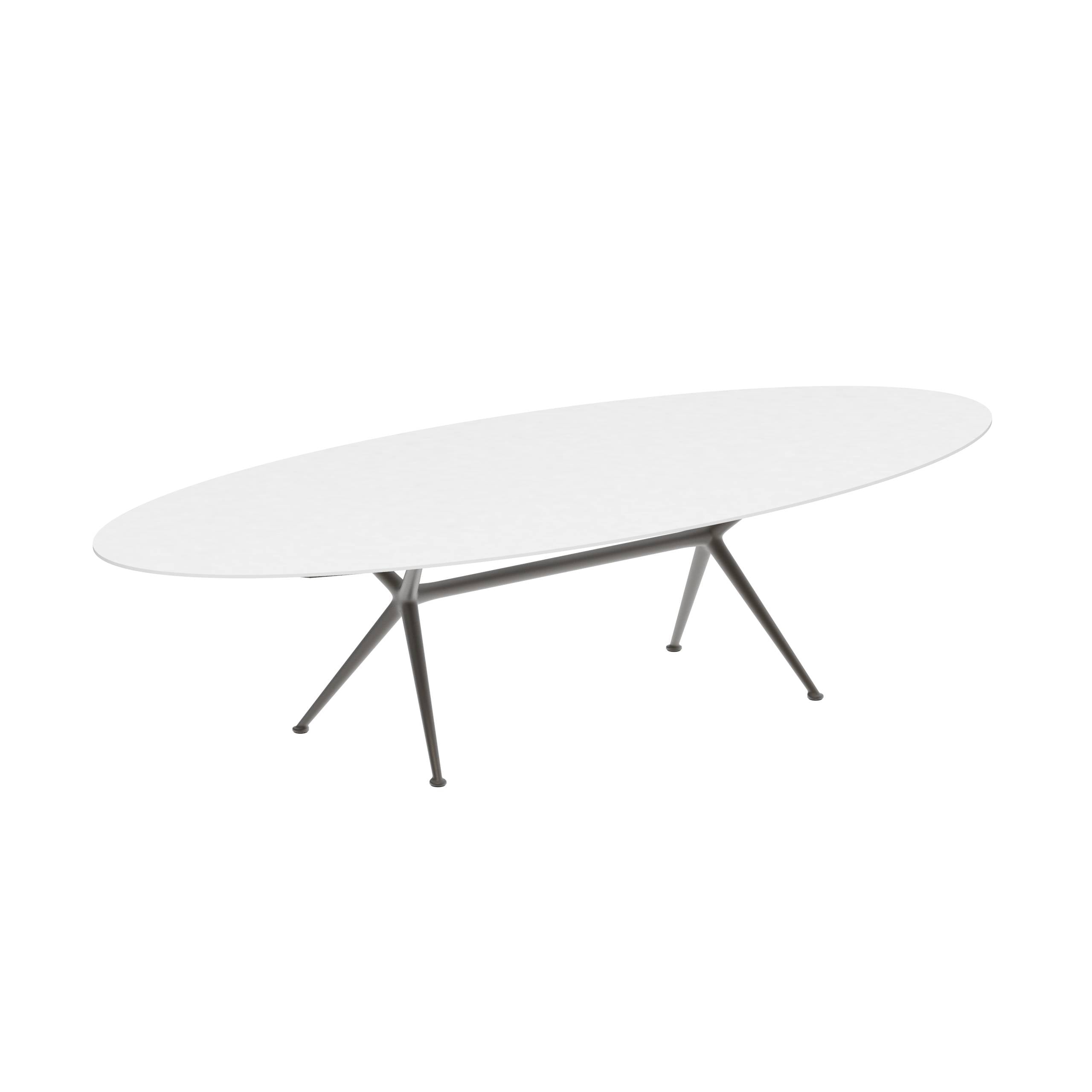 Exes Table Ellipse 320x140cm Alu Legs Bronze - Table Top Ceramic White