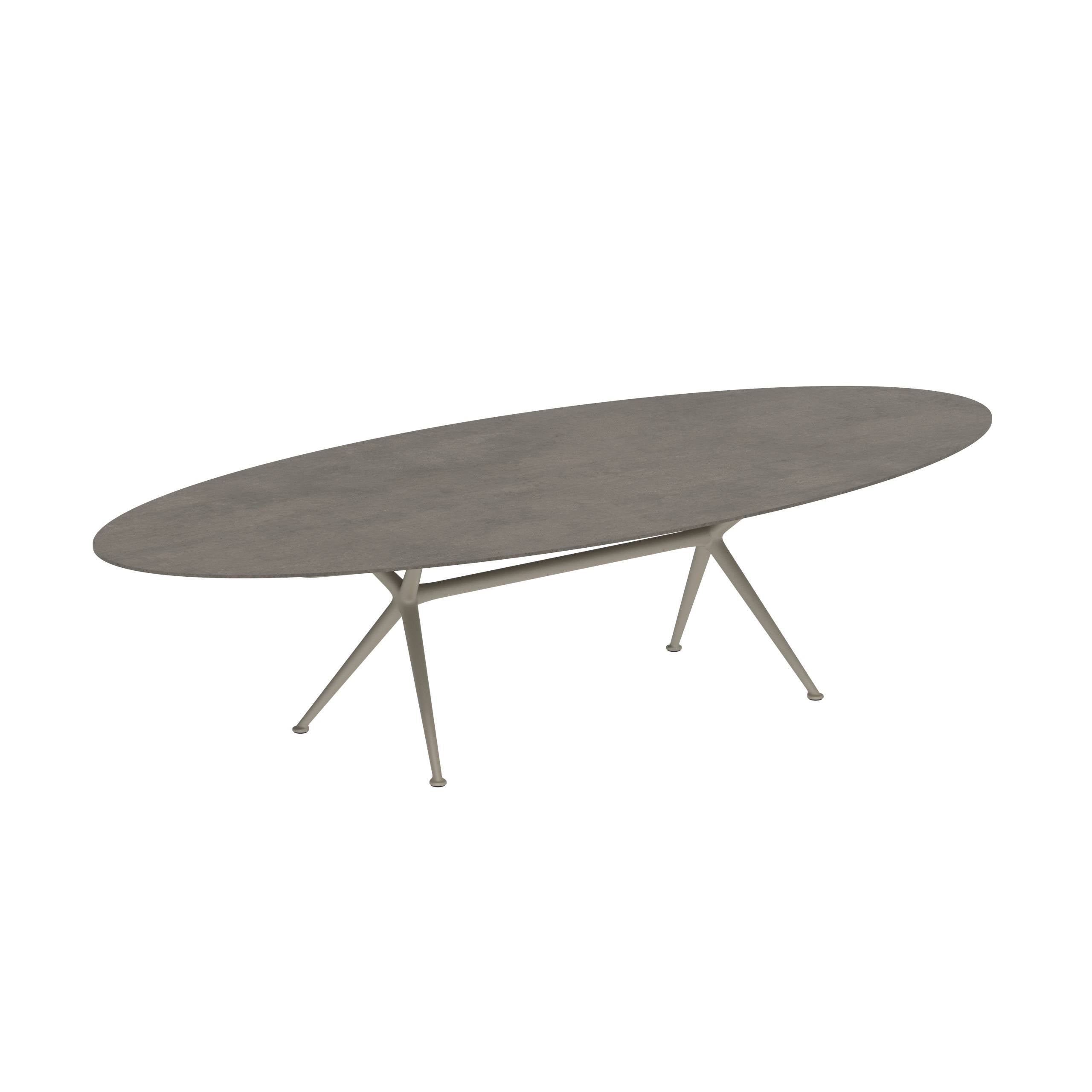 Exes Table Ellipse 320x140cm Alu Legs Sand - Table Top Ceramic Terra Marrone