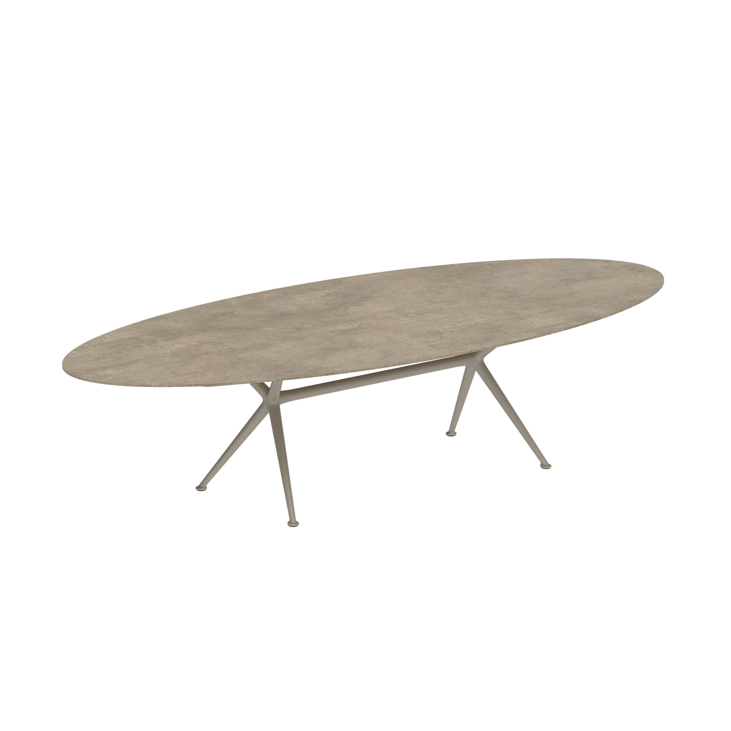 Exes Table Ellipse 320x140cm Alu Legs Sand - Table Top Ceramic Terra Sabbia